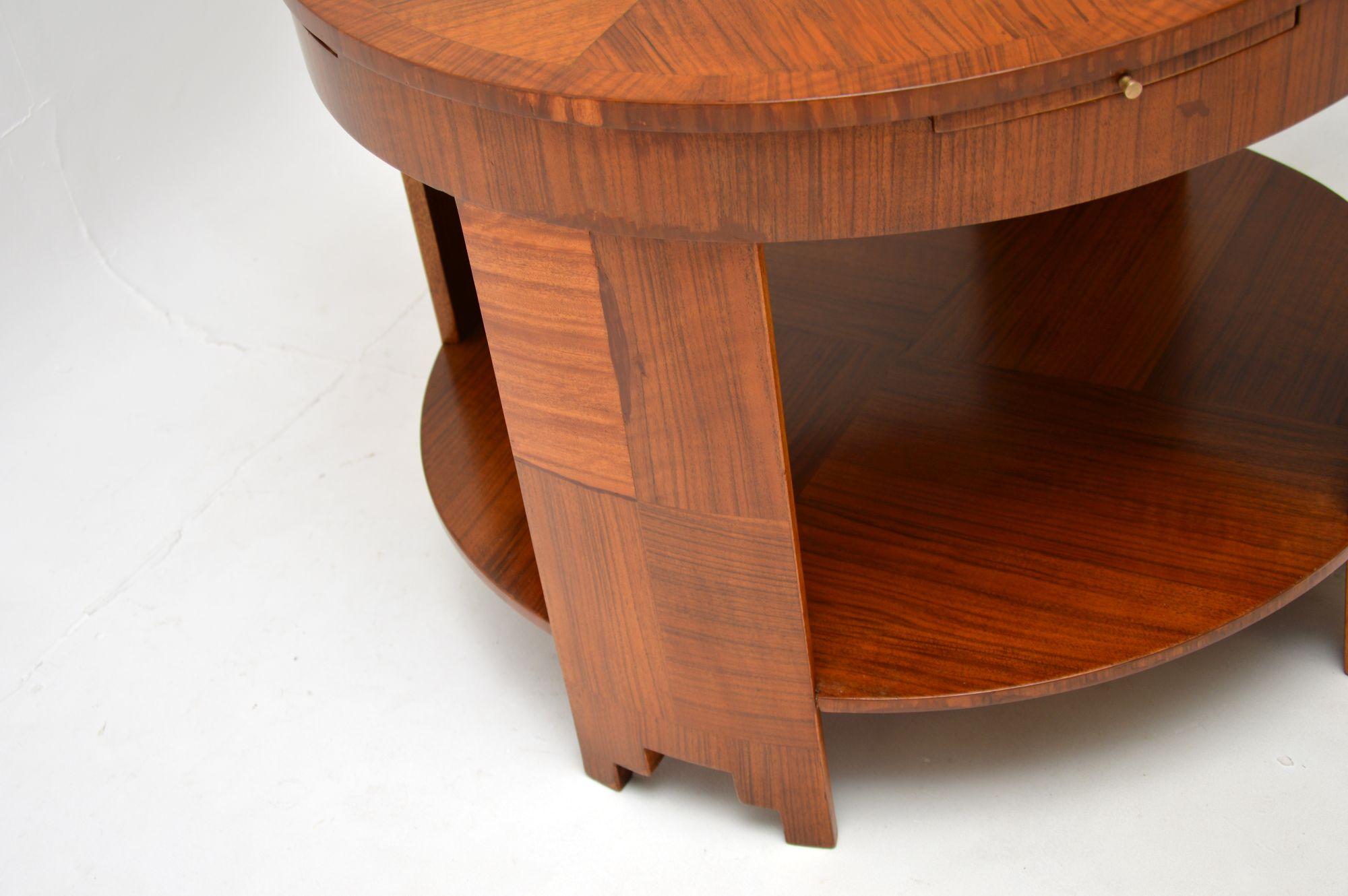 Large Art Deco Walnut Coffee Table For Sale 7
