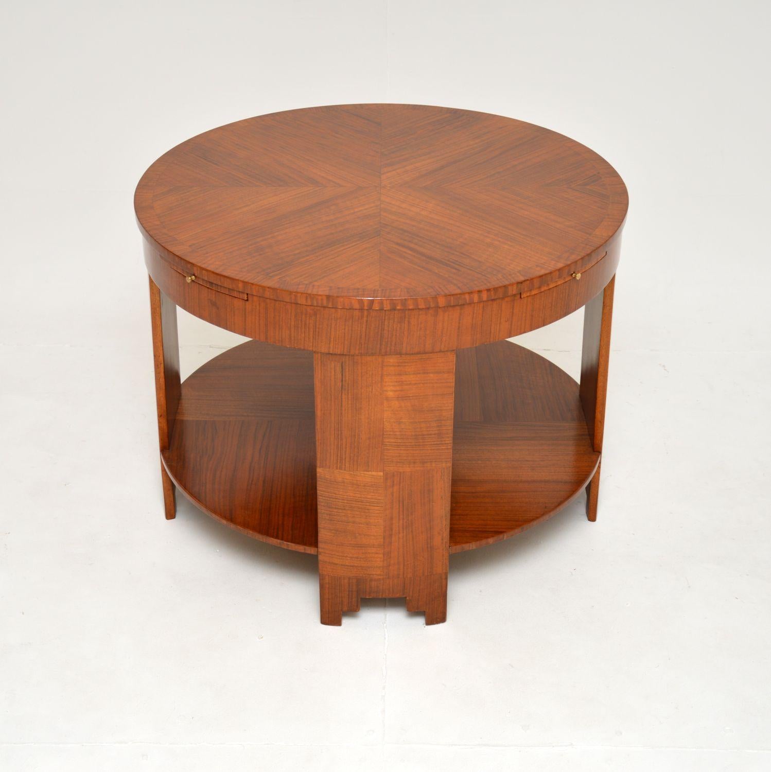 British Large Art Deco Walnut Coffee Table For Sale