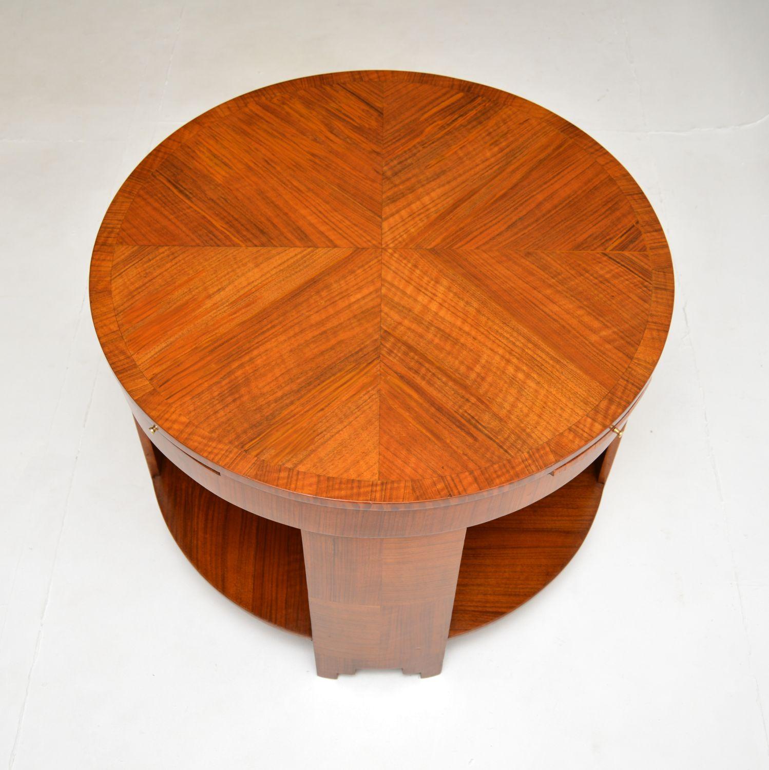 Large Art Deco Walnut Coffee Table For Sale 1