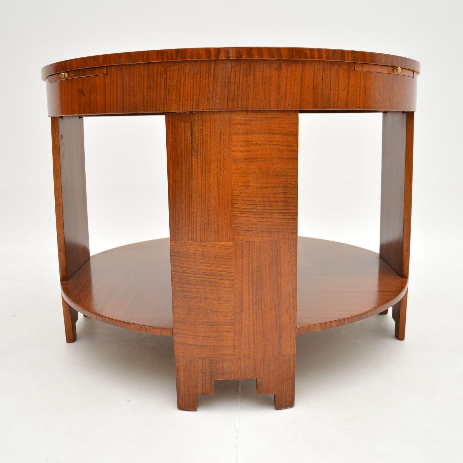 Large Art Deco Walnut Coffee Table For Sale 4
