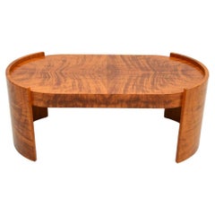 Large Art Deco Walnut Coffee Table