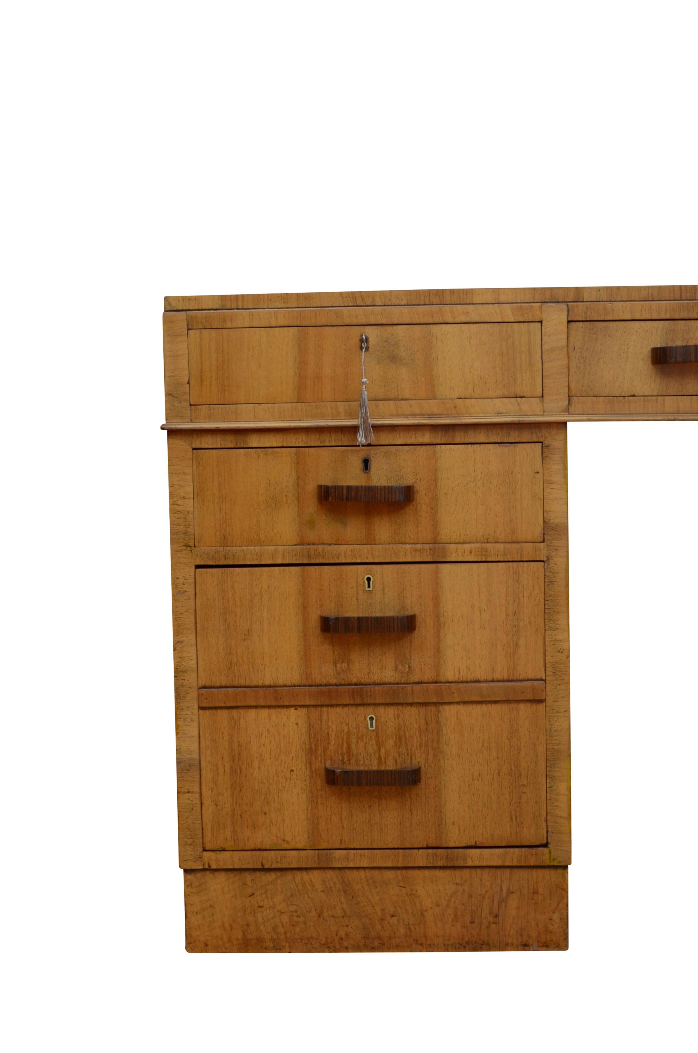 Large Art Deco Walnut Desk 5