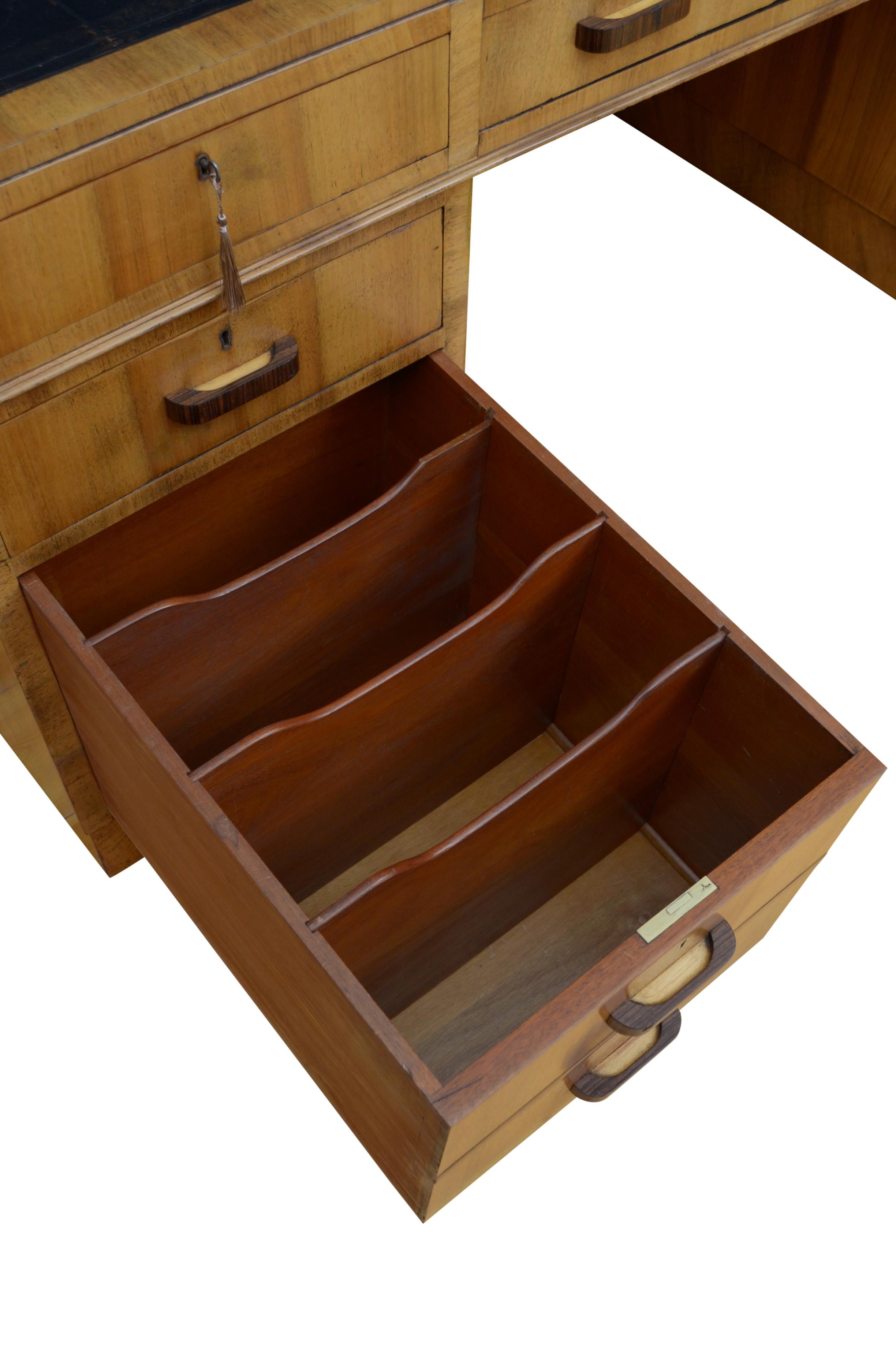 Large Art Deco Walnut Desk 6