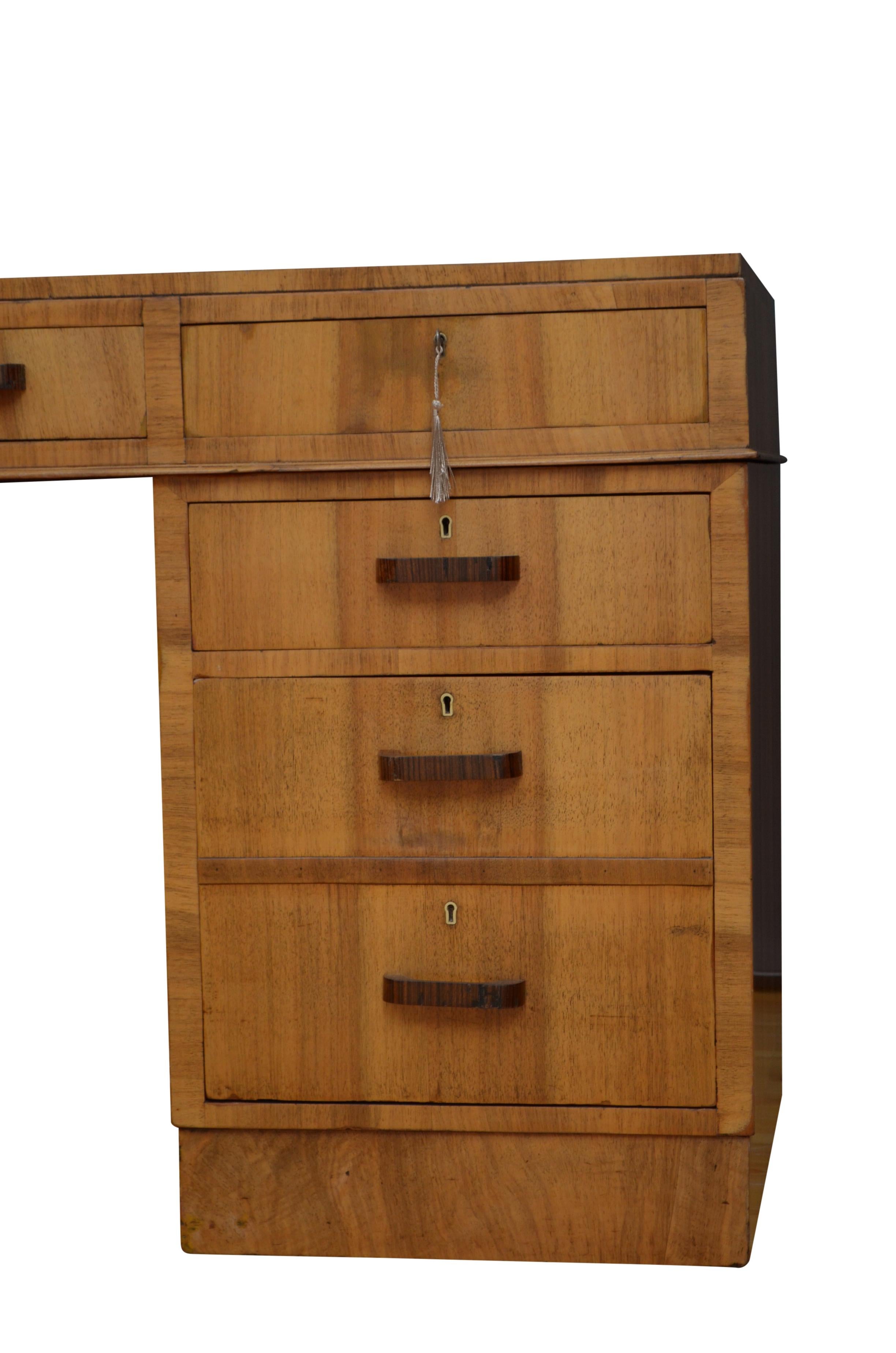 Large Art Deco Walnut Desk 9