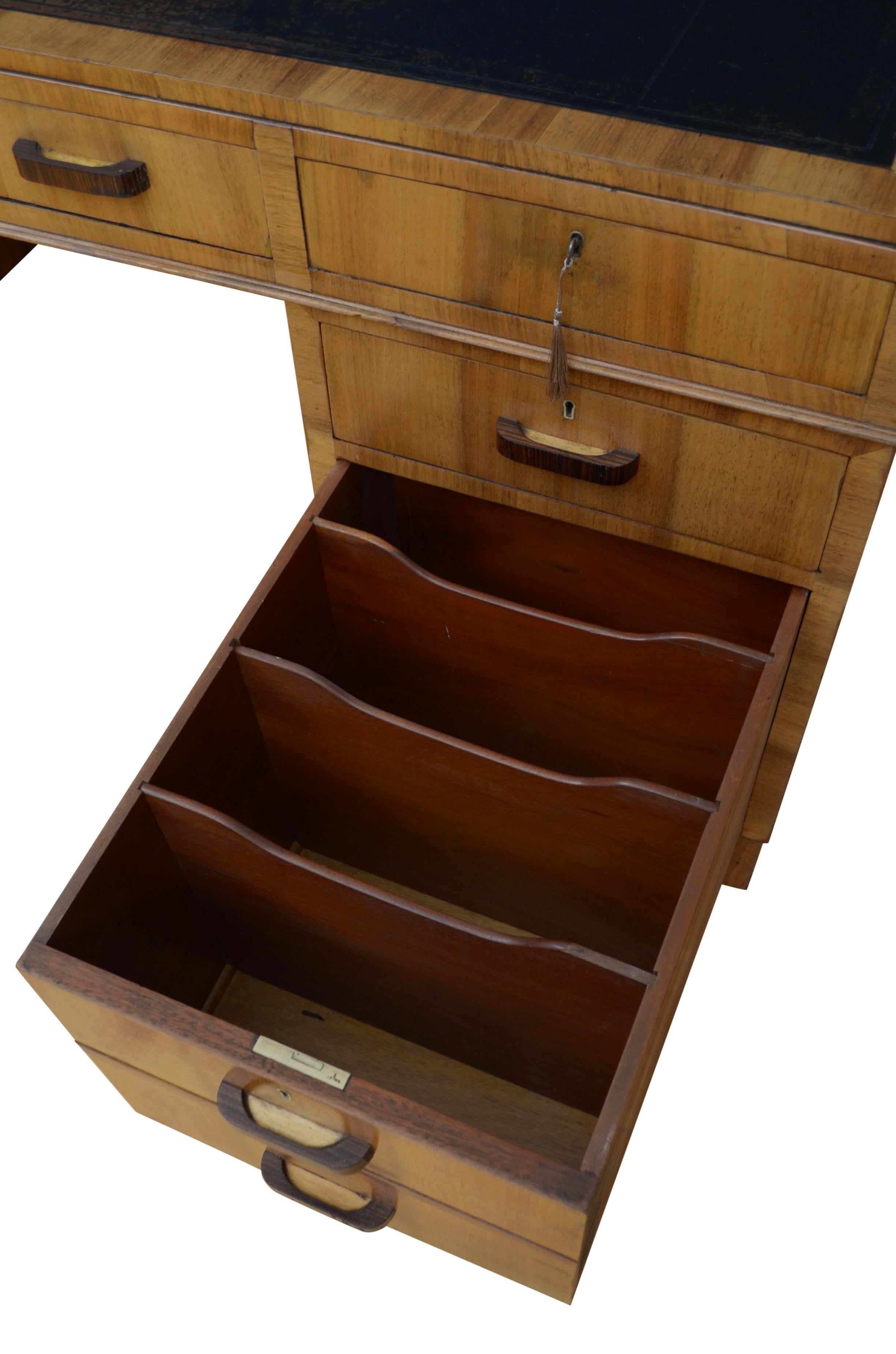 Large Art Deco Walnut Desk 10