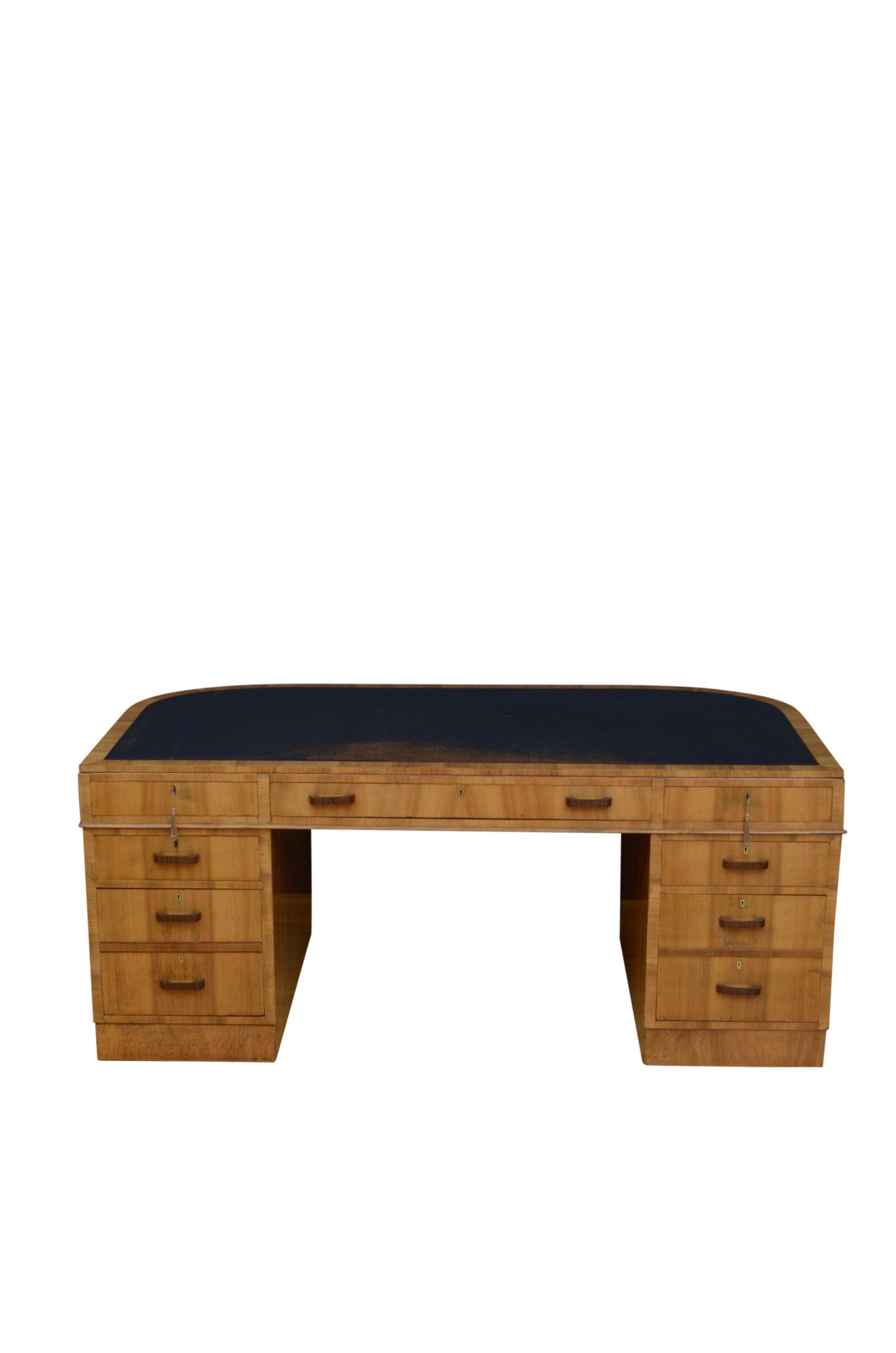 Large Art Deco Walnut Desk 11