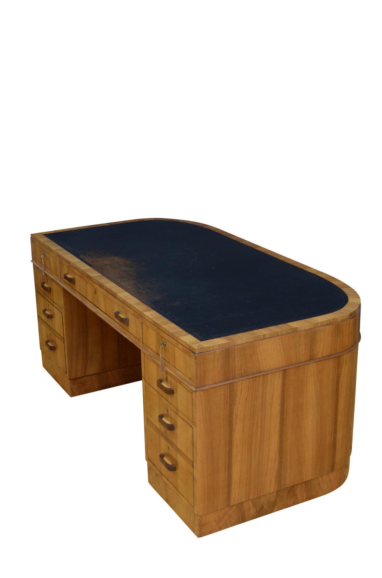 Large Art Deco Walnut Desk at 1stDibs