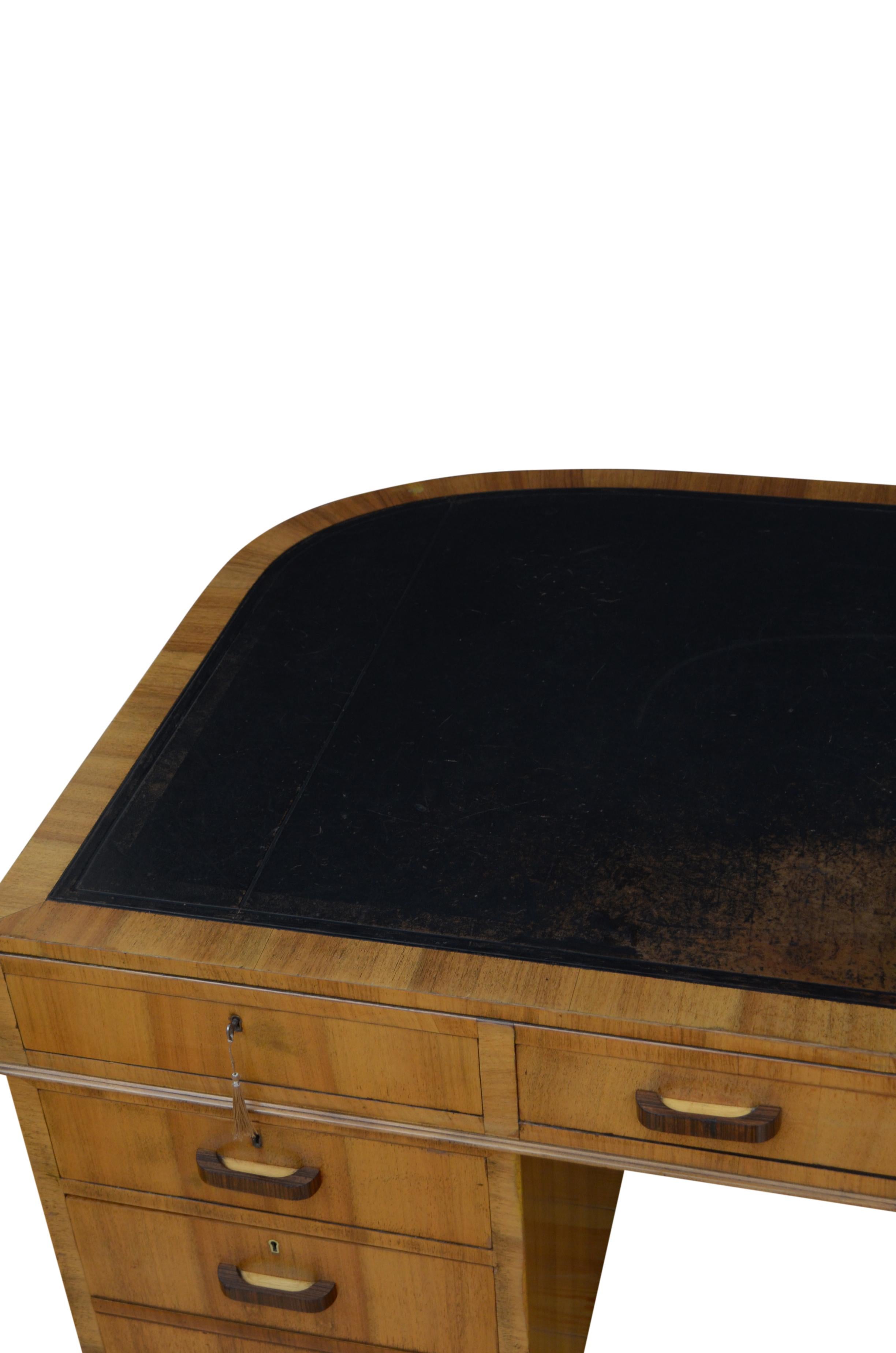 Large Art Deco Walnut Desk 1