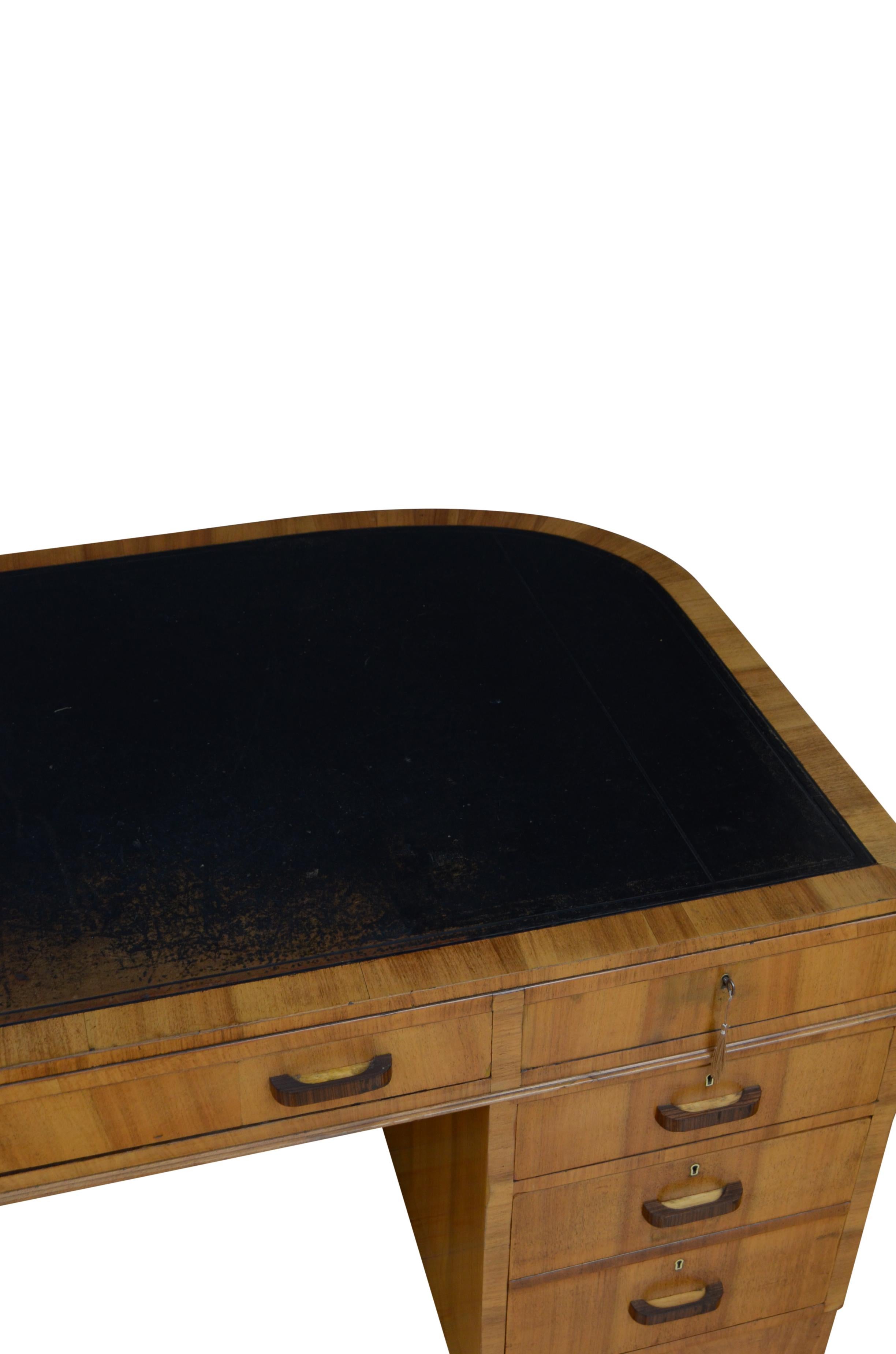 Large Art Deco Walnut Desk 3