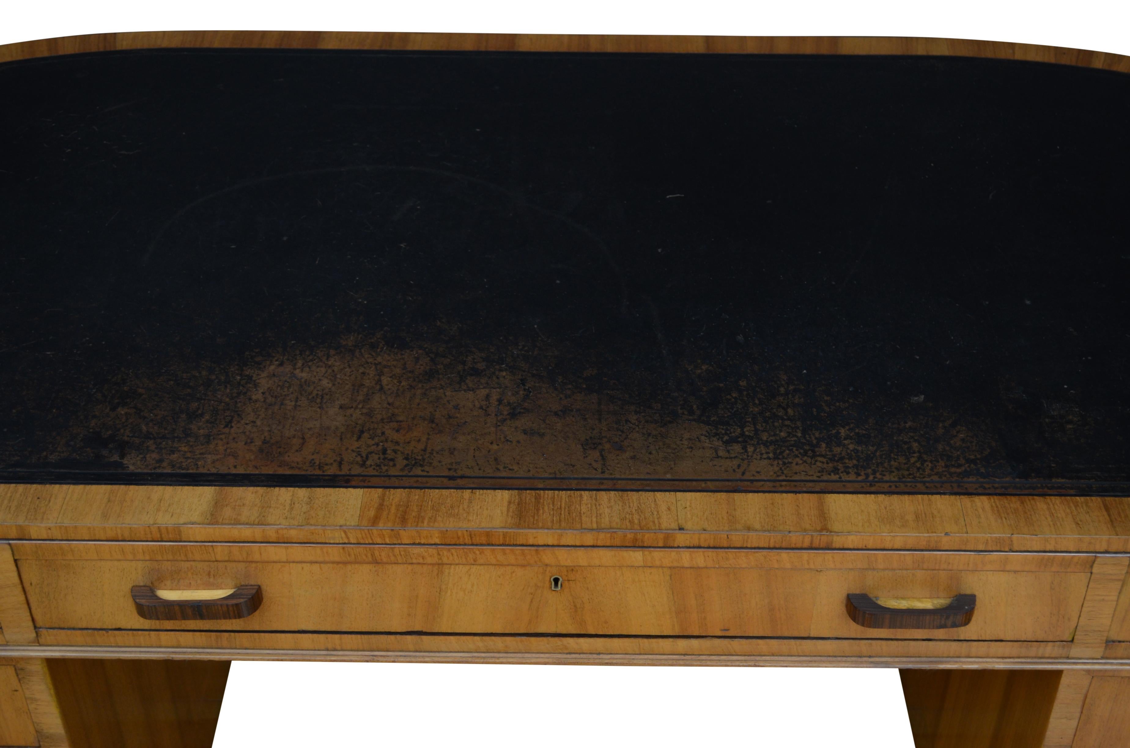 Large Art Deco Walnut Desk 4