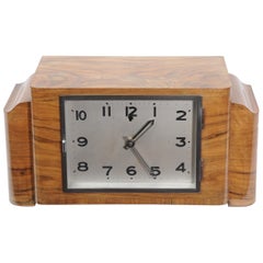 Large Art Deco Walnut Veneered Clock