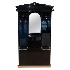 Large Art Deco Wardrobe, Black lacquered Oak, Germany circa 1930
