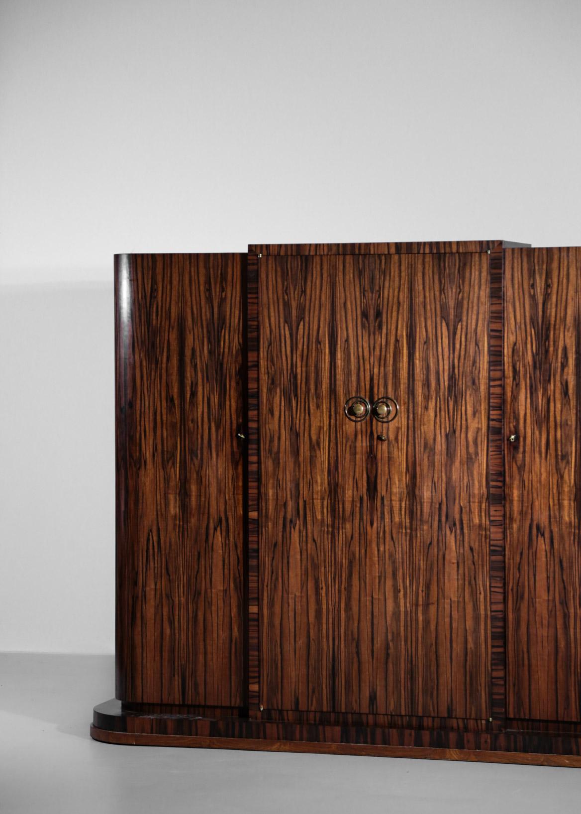 Large Art Deco Wardrobe from the 1930s French Ebony Macassar and Rosewood Rio 6