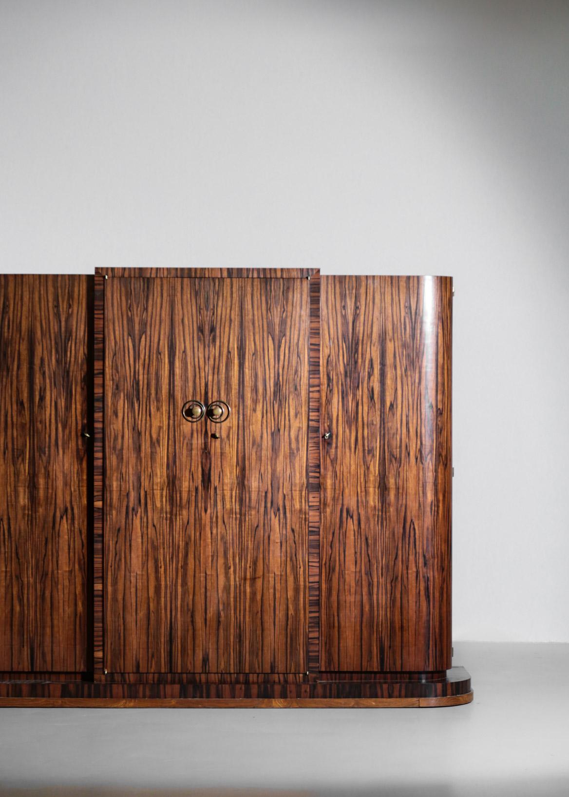 Large Art Deco Wardrobe from the 1930s French Ebony Macassar and Rosewood Rio 10