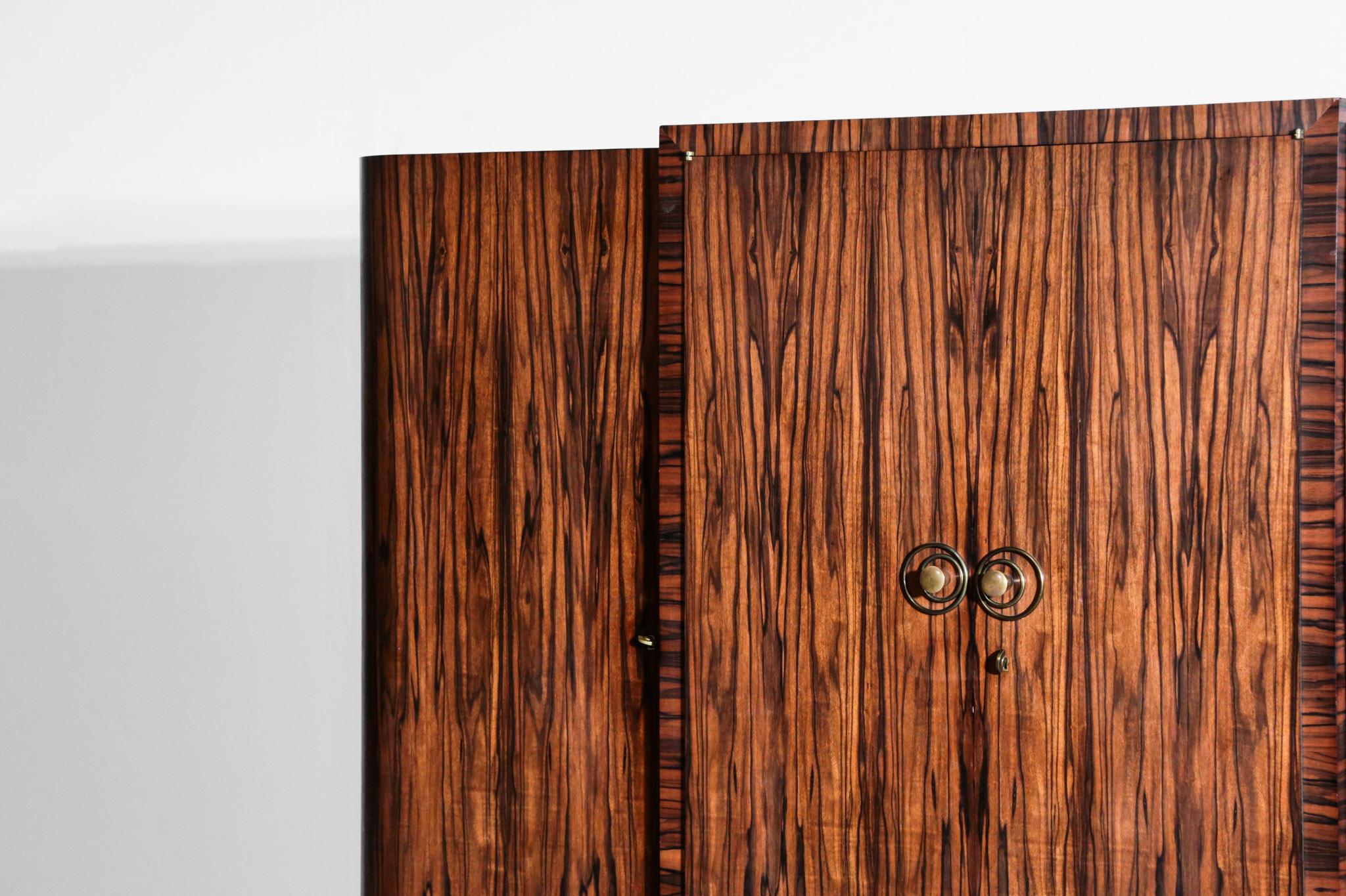 Large Art Deco Wardrobe from the 1930s French Ebony Macassar and Rosewood Rio In Good Condition In Lyon, FR