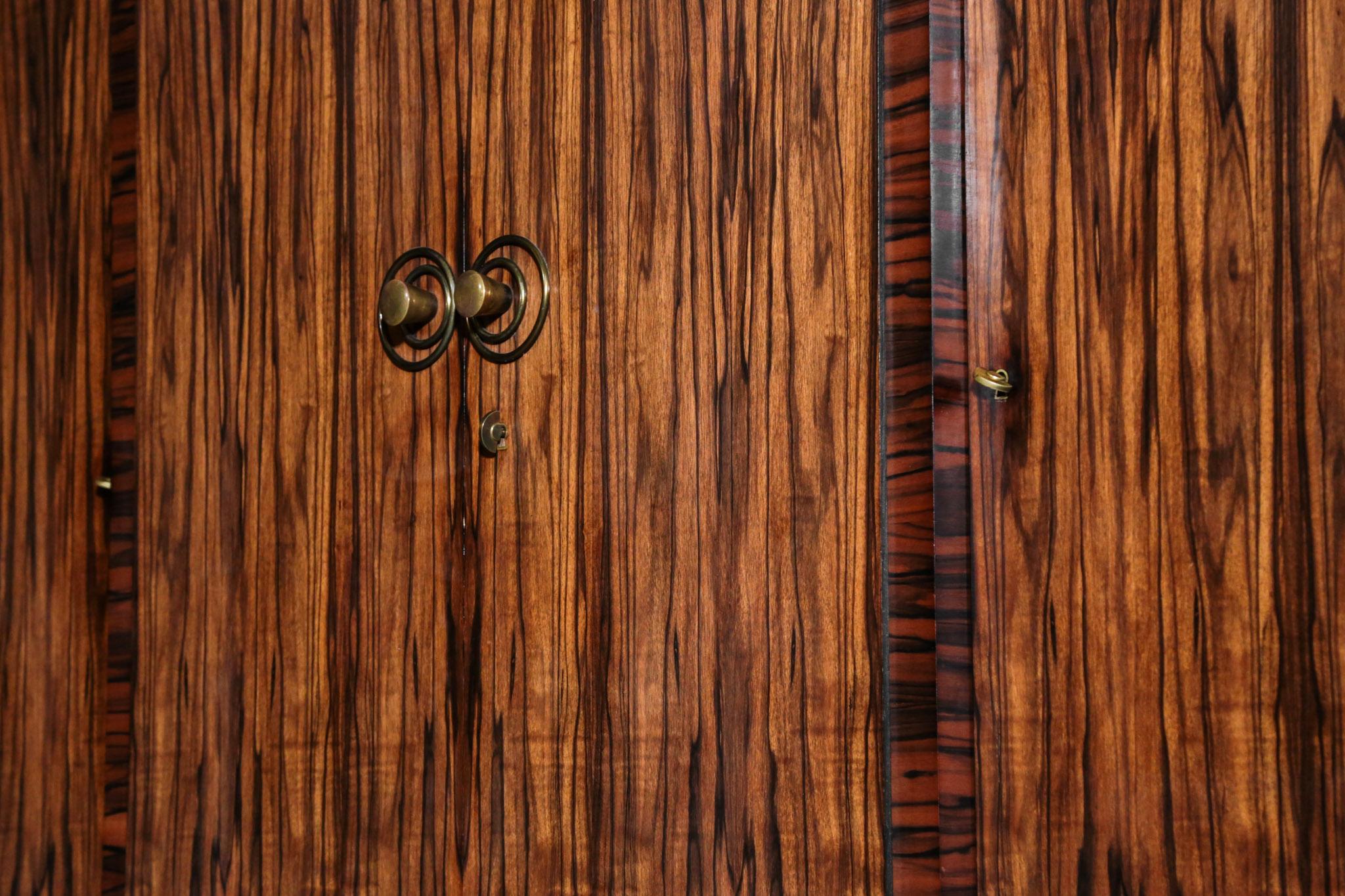 Large Art Deco Wardrobe from the 1930s French Ebony Macassar and Rosewood Rio 3