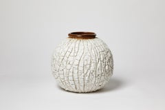 Grande vaso in ceramica bianca art déco di Louis Dage design del XX secolo 1940