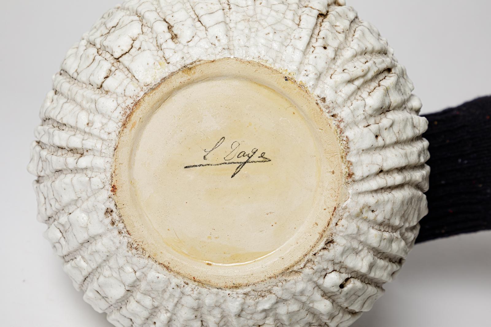 Ceramica Grande vaso in ceramica bianca art déco di Louis Dage design del XX secolo 1940 in vendita