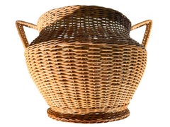 Large Art Deco Wicker Handled Cachepot Retaining Its Haywood-Wakefield Label