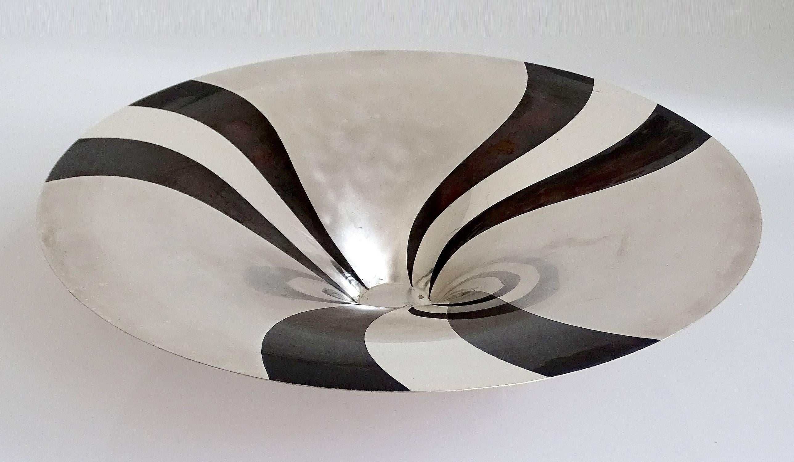 Large Art Deco WMF Ikora Silver Plated Bowl Centerpiece, 1930s Modernist Design In Good Condition In Bremen, DE