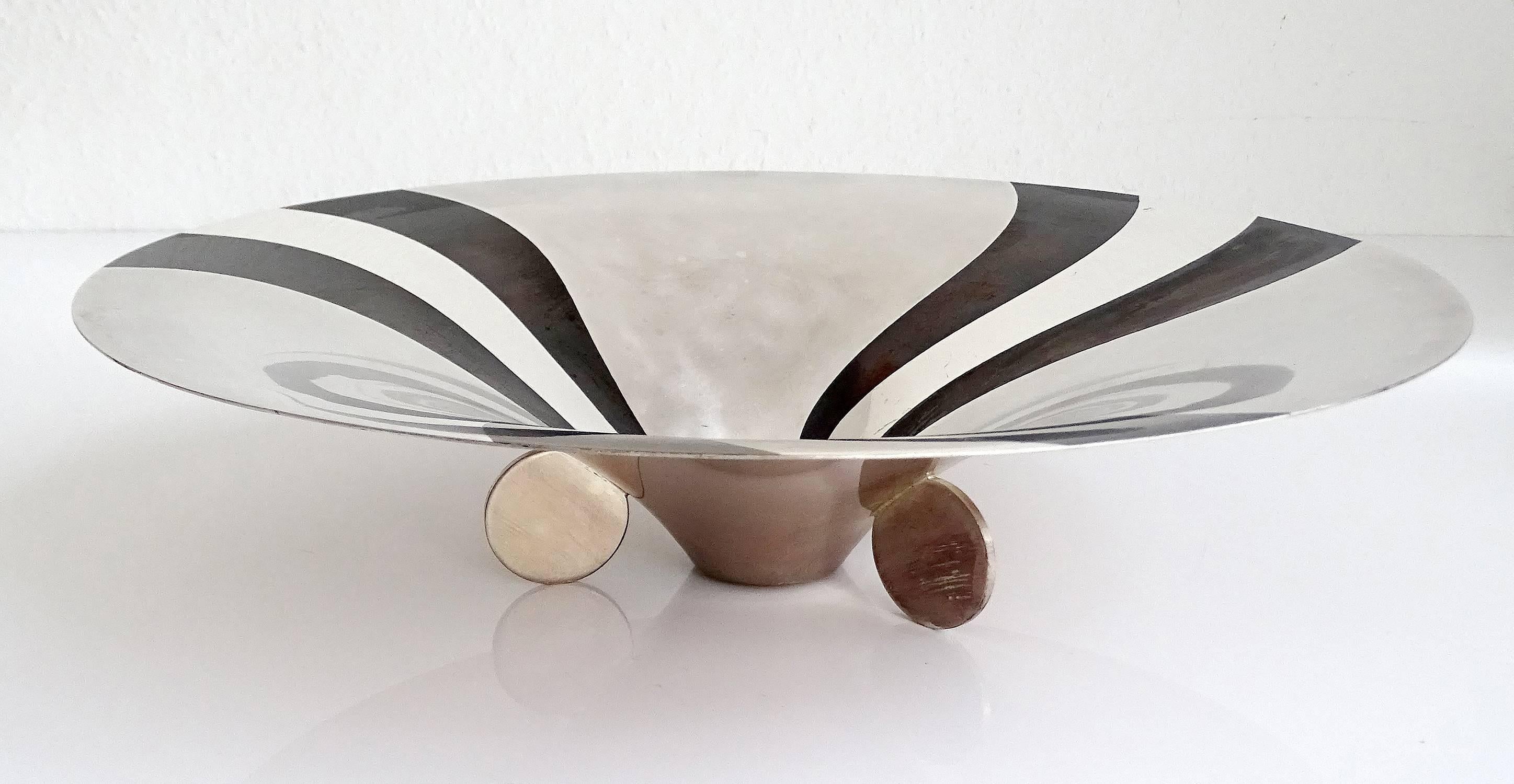 Large Art Deco WMF Ikora Silver Plated Bowl Centerpiece, 1930s Modernist Design im Zustand „Gut“ in Bremen, DE
