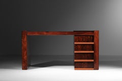 Large Art Deco wood desk with leather writing surface, 1930s