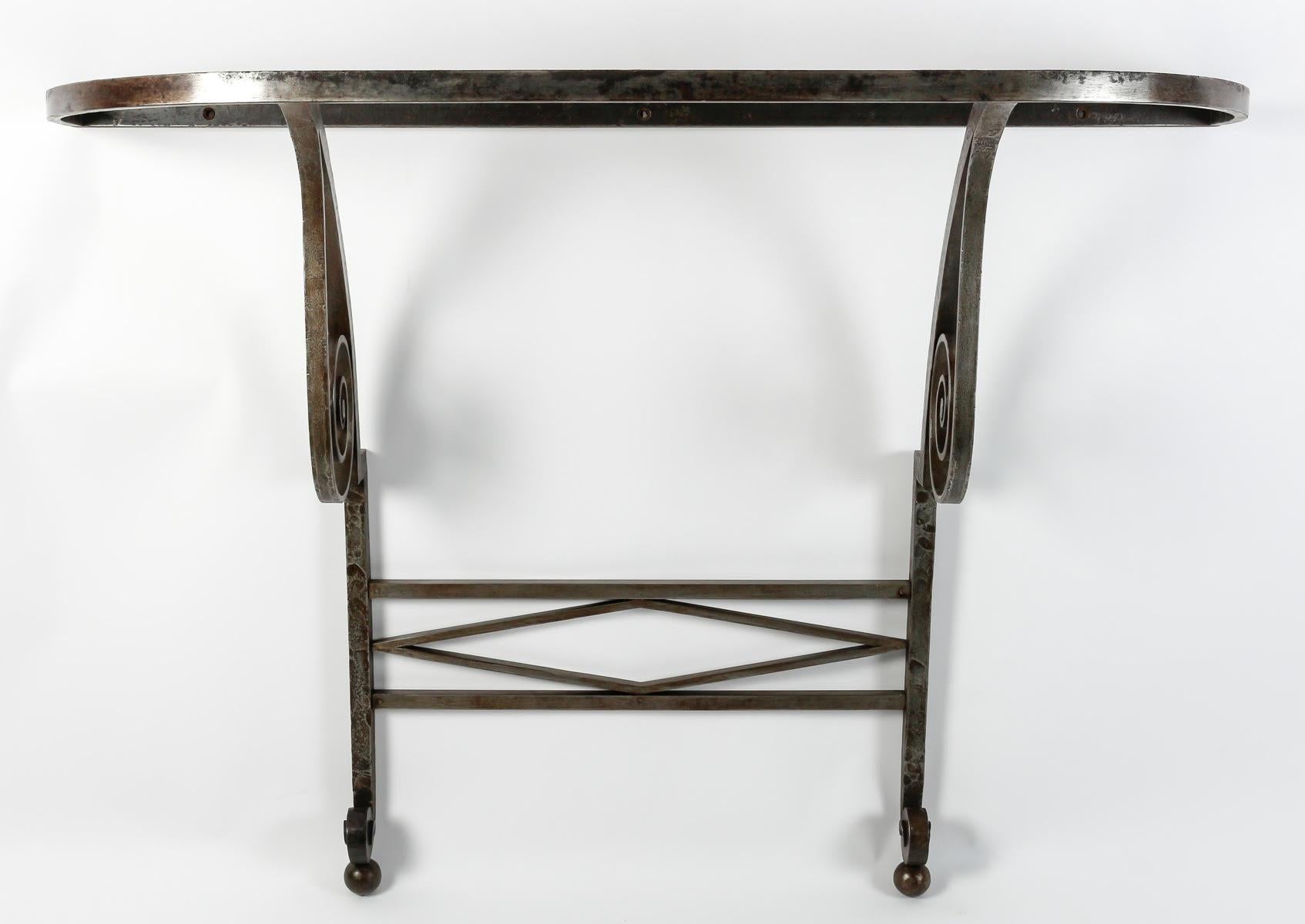 Large Art Deco Wrought Iron Console, circa 1930. For Sale 1