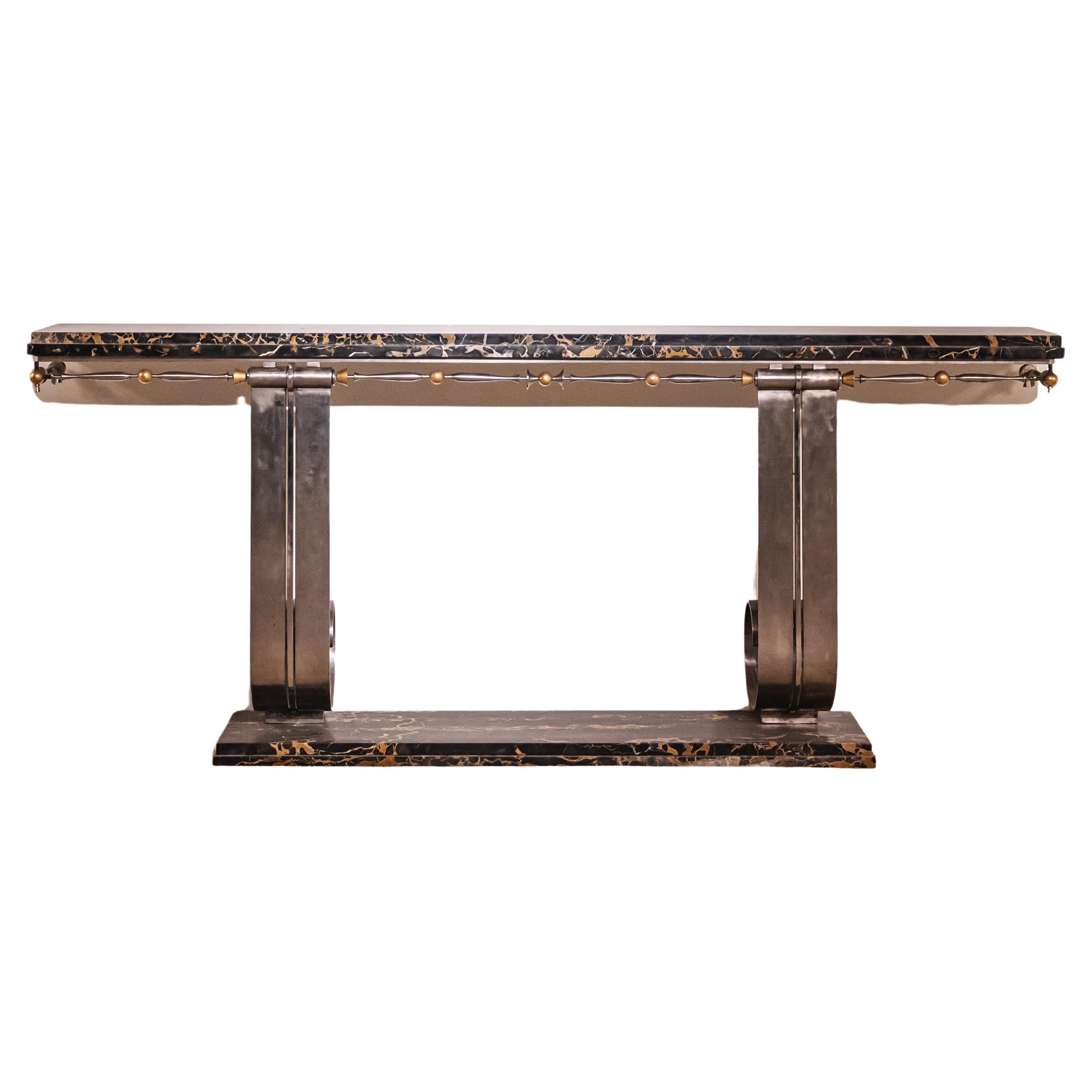 Large Art Deco Wrought Iron Console