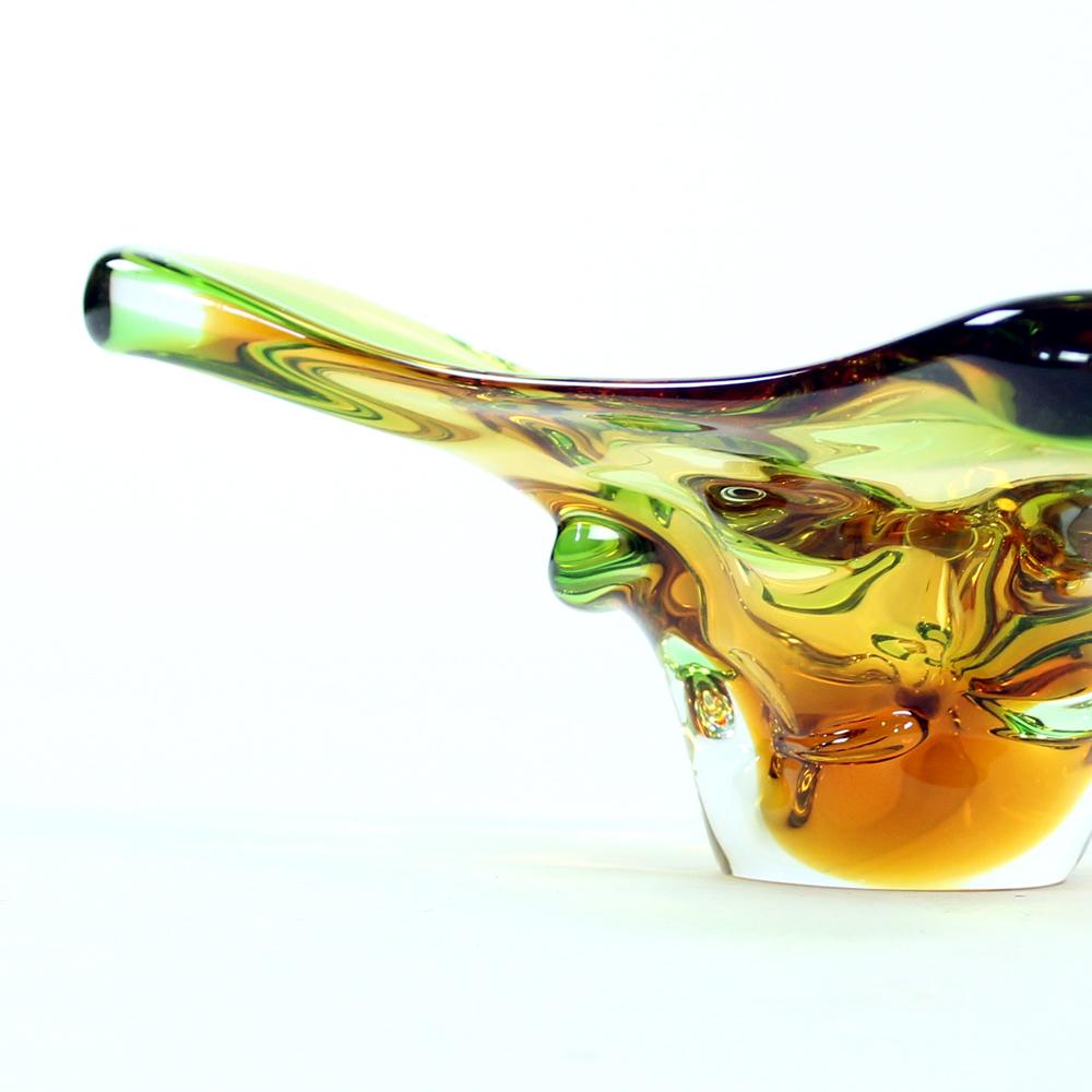 Large Art Glass Bowl By Frantisek Zemek For Glass Factory Mstisov, Czechosl In Excellent Condition For Sale In Zohor, SK