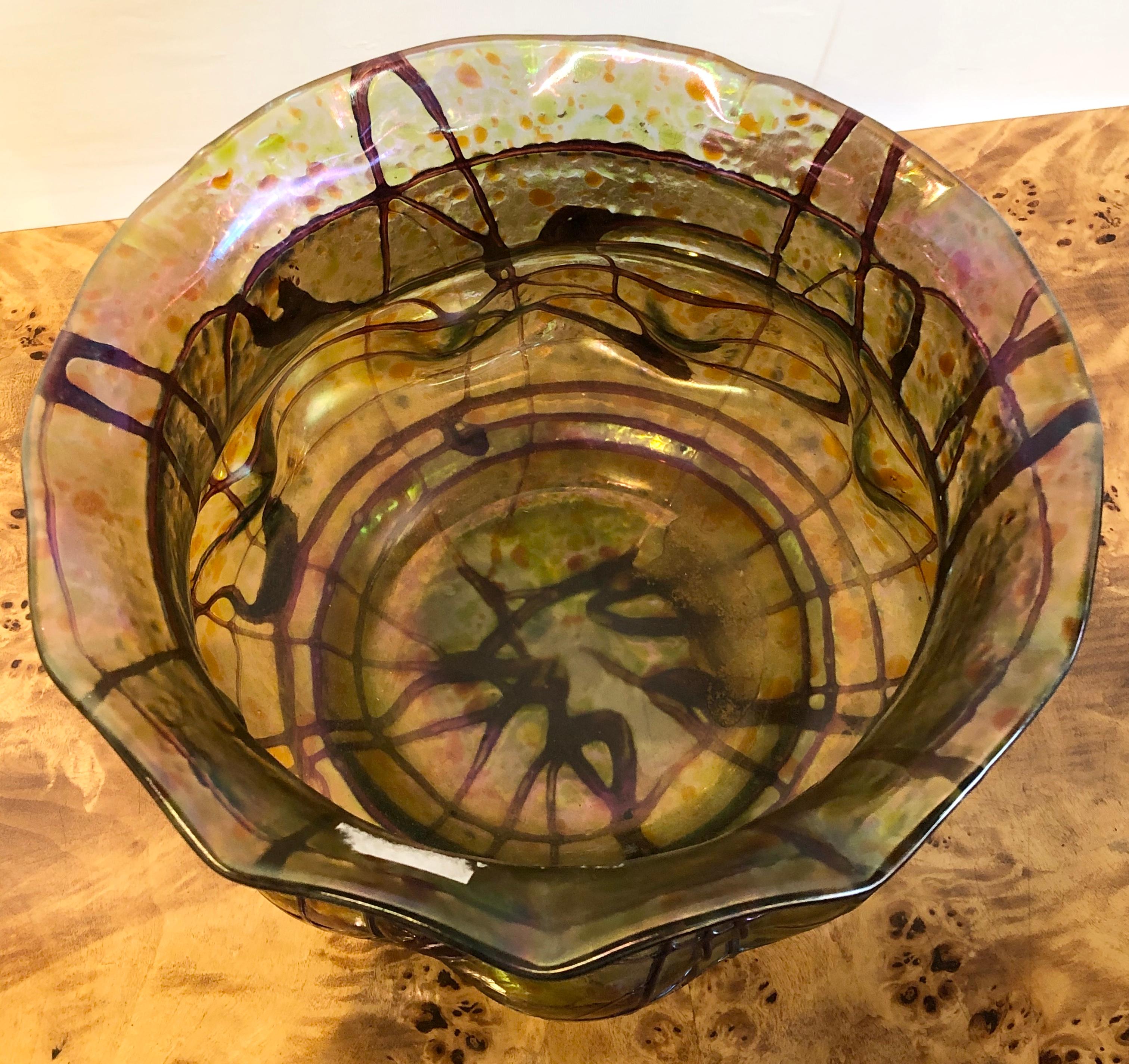 Large Art Glass Bowl Pallme-König, Teplitz 4