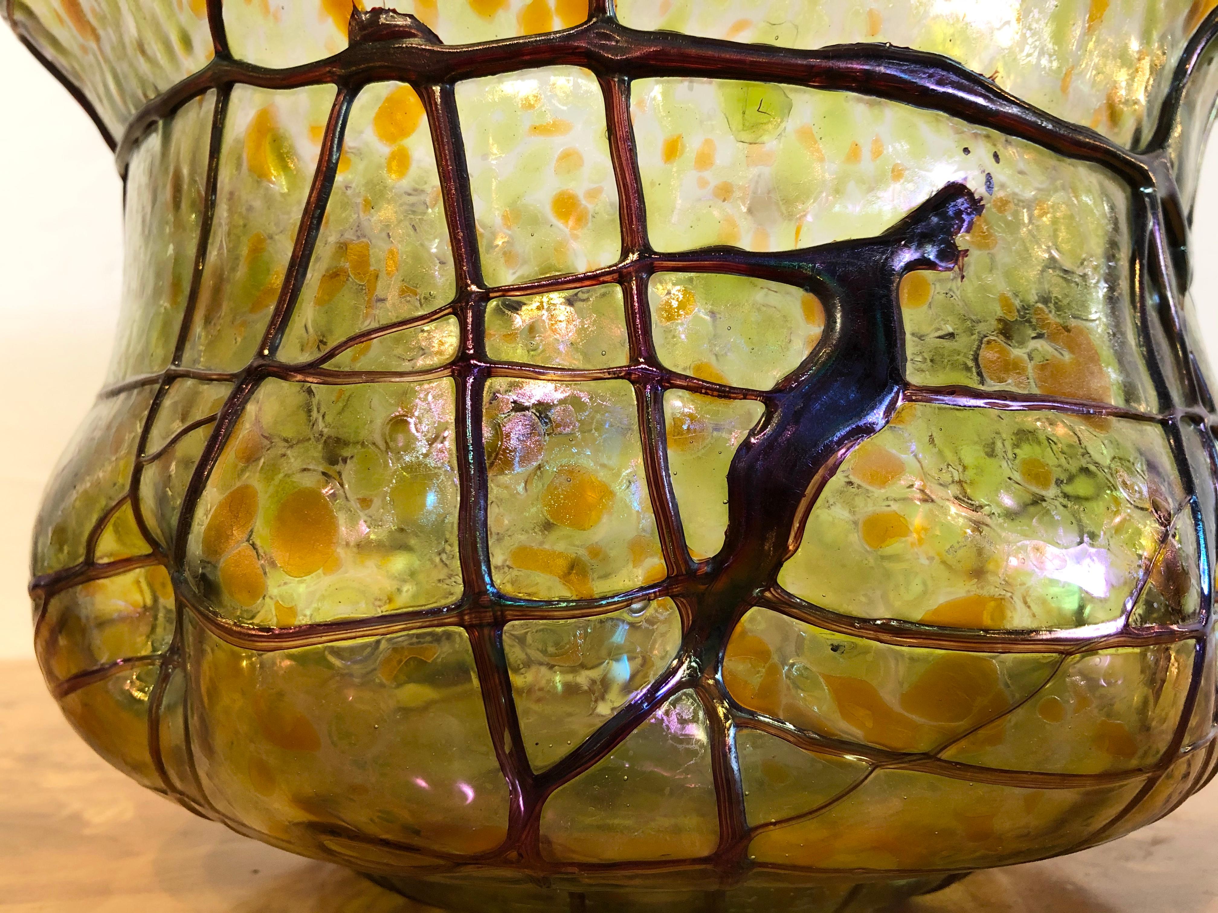 Mid-Century Modern Large Art Glass Bowl Pallme-König, Teplitz