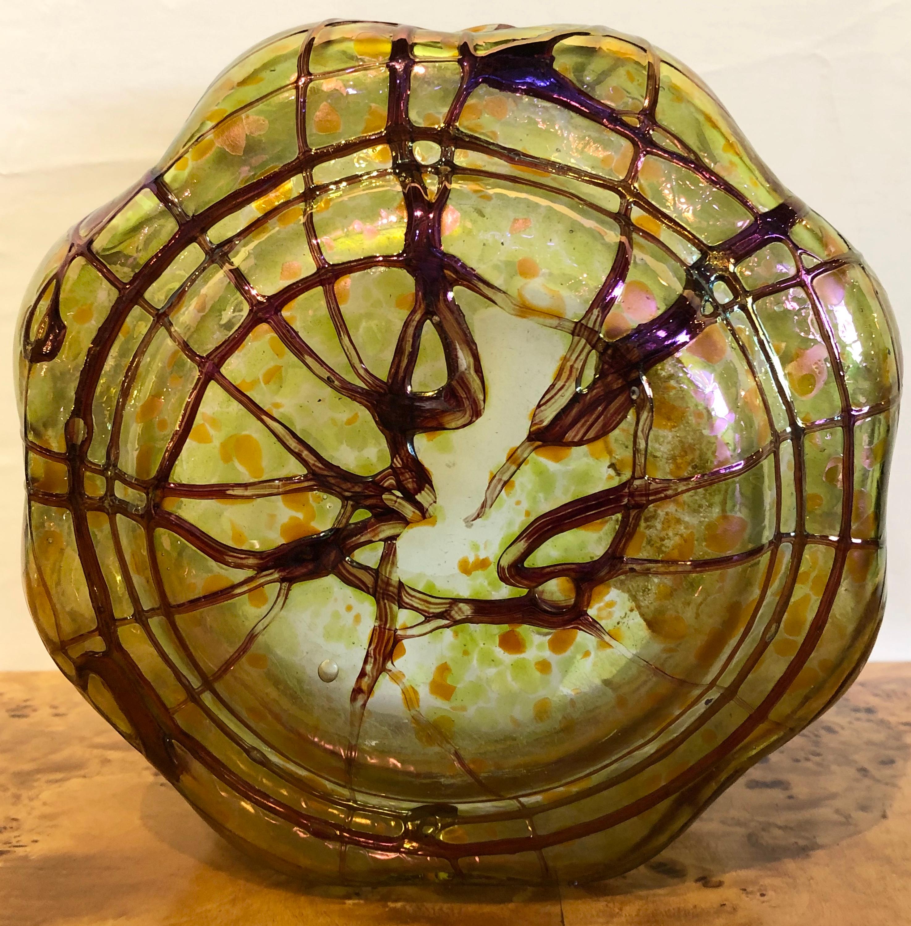 Large Art Glass Bowl Pallme-König, Teplitz 1