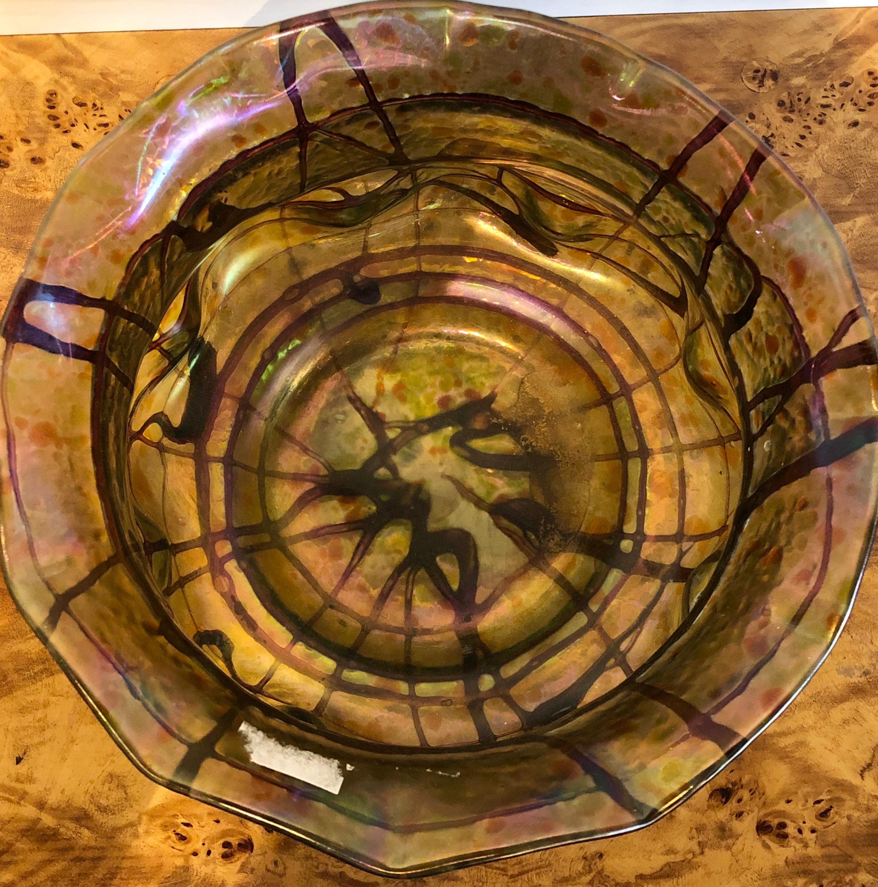Large Art Glass Bowl Pallme-König, Teplitz 3