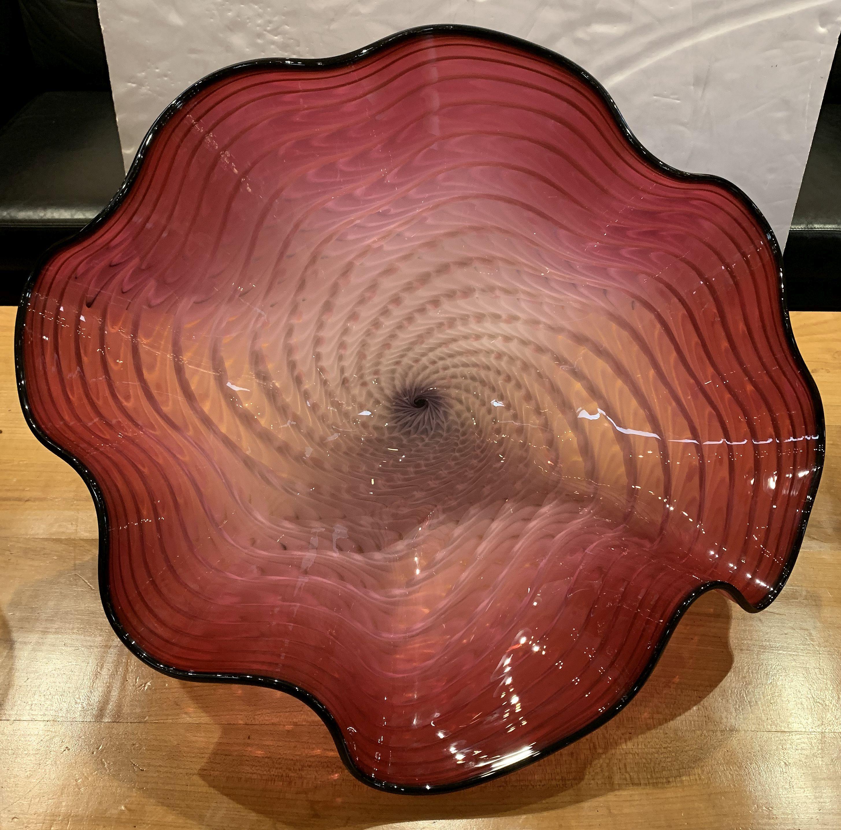 Large Art Glass Bowl in the Manner of Dale Chihuly 3