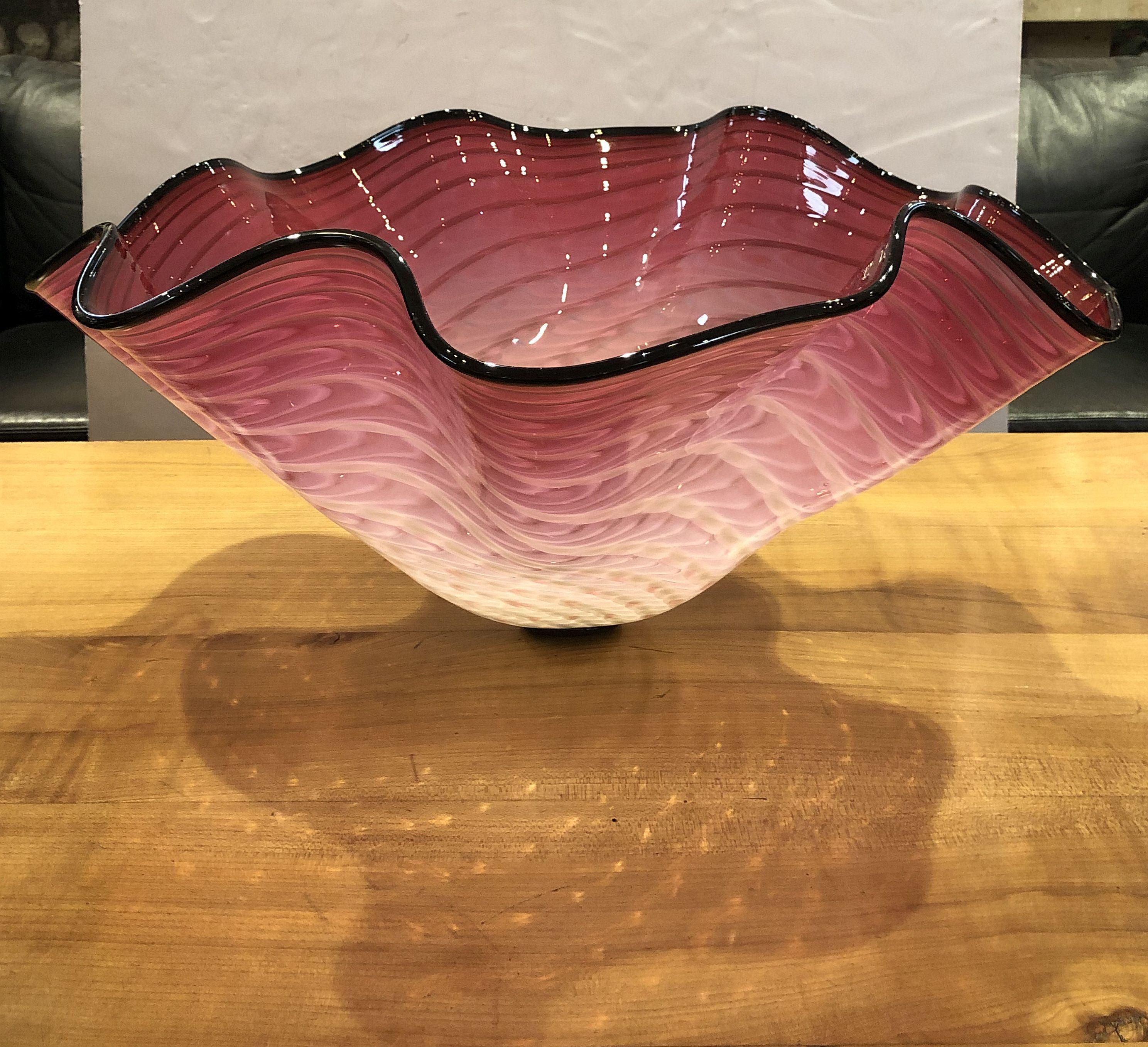 Large Art Glass Bowl in the Manner of Dale Chihuly 9