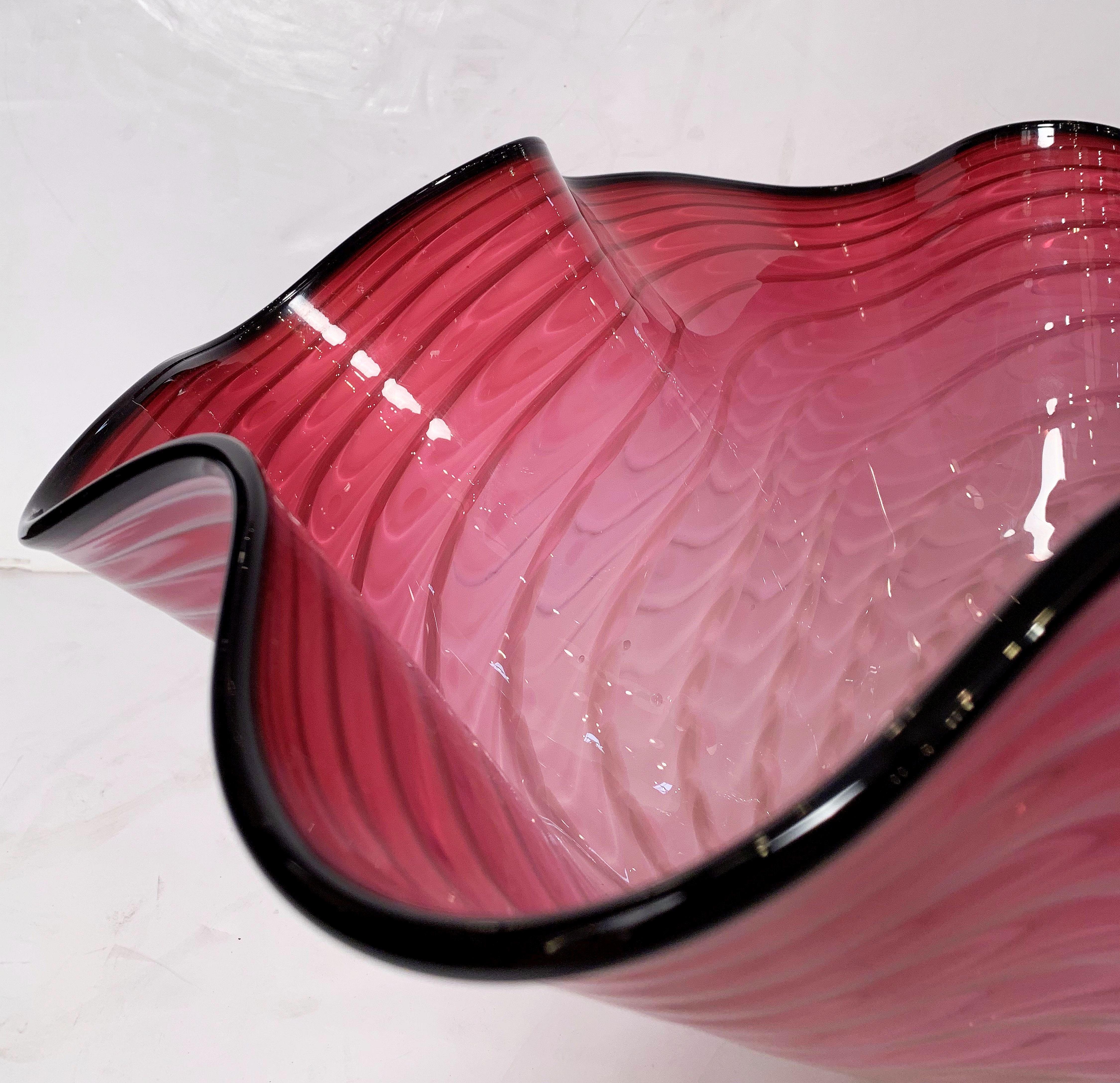 Contemporary Large Art Glass Bowl in the Manner of Dale Chihuly