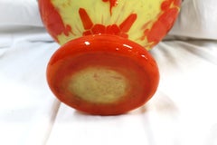 Large Art Glass Bowl , Vintage , La Verre Frances , signed 3 colors