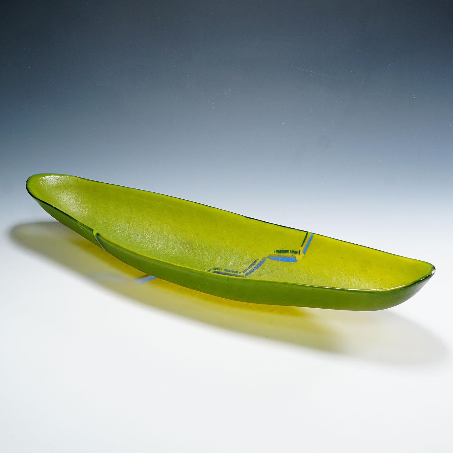 Centro de mesa grande de vidrio artístico del artista de Studio A Horst Stauber 1994 Alemán en venta