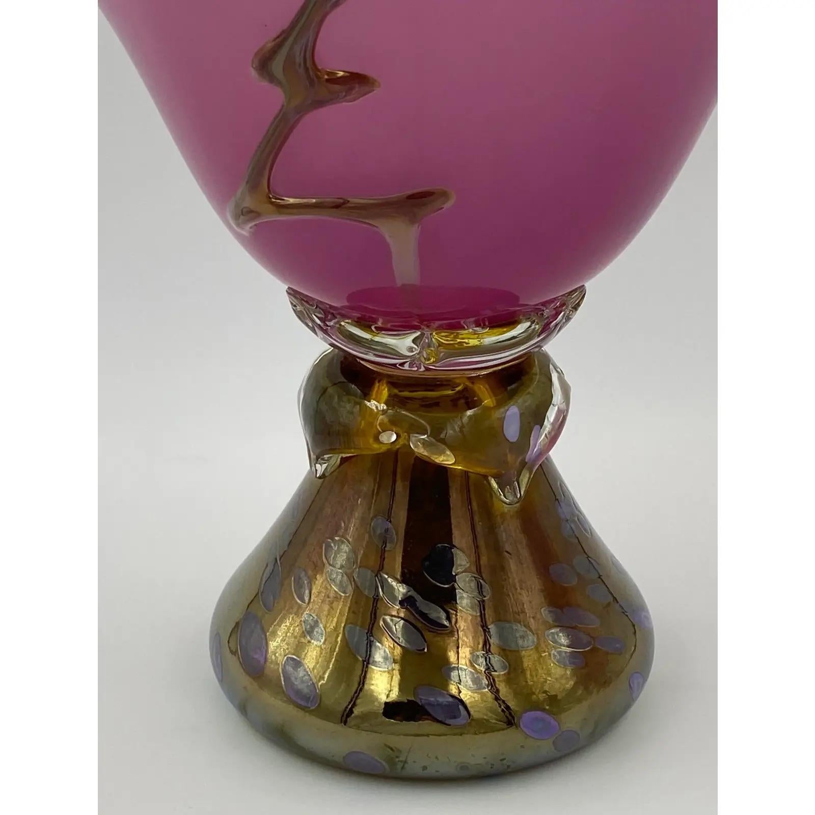Large Art Glass Centerpiece with Gold Finishes In Good Condition For Sale In Miami, FL