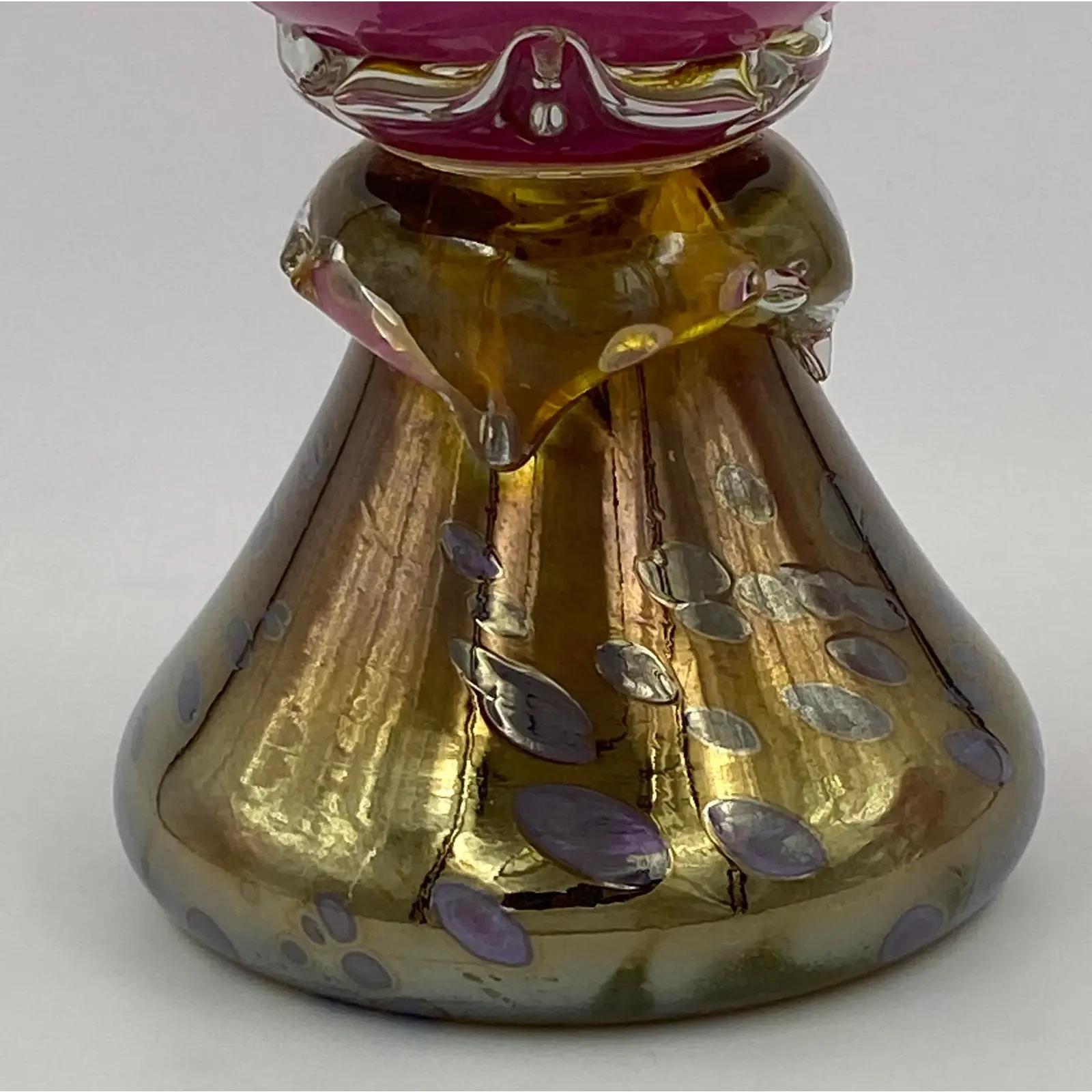 Large Art Glass Centerpiece with Gold Finishes For Sale 2