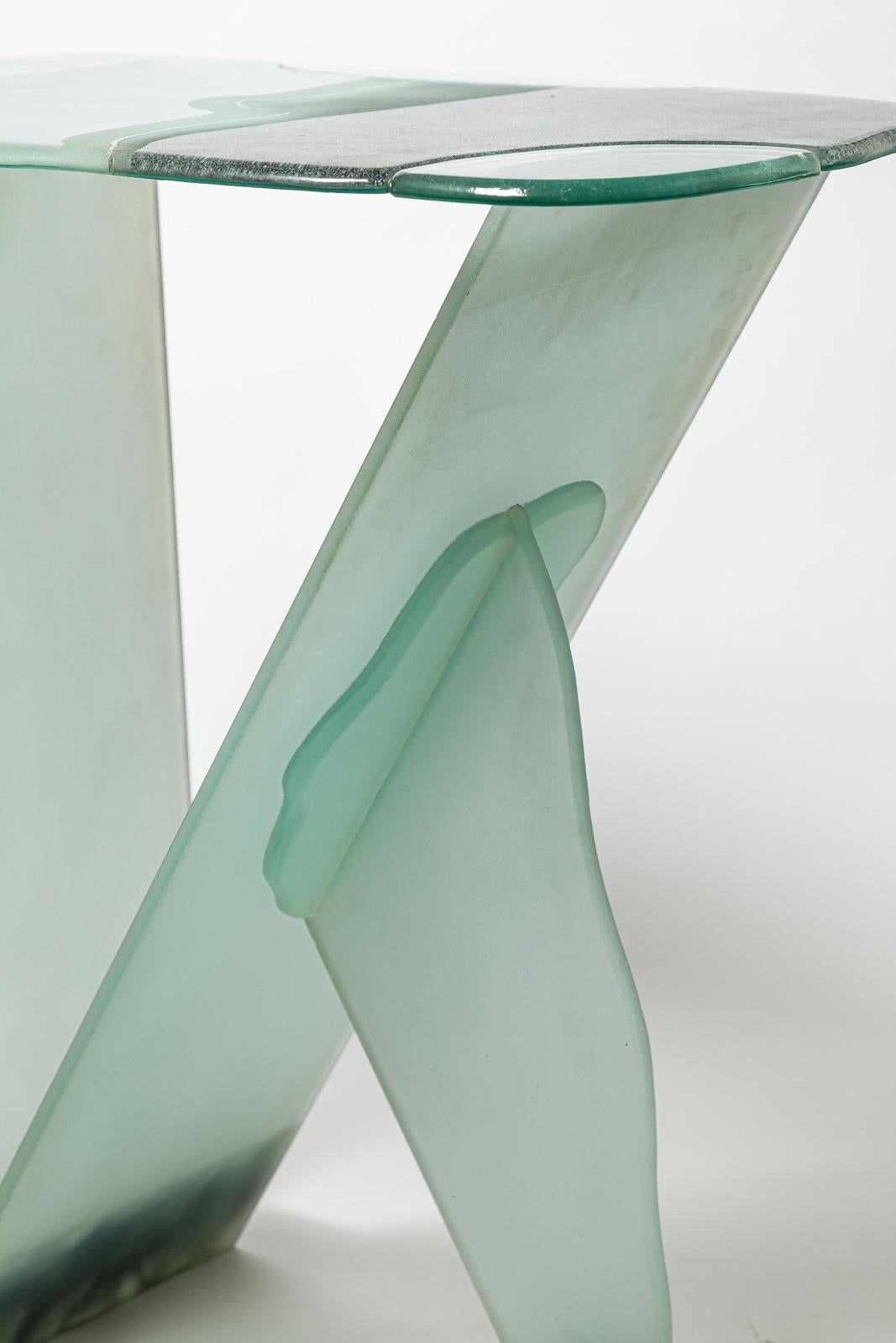 Grande table console en verre d'art de Jean Claude Ourdouillie, pièce unique 1990 en vente 3