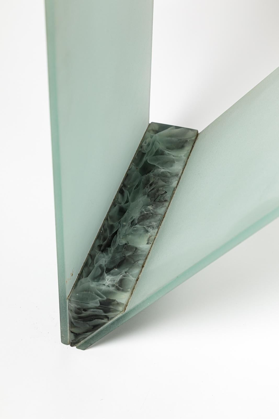 Grande table console en verre d'art de Jean Claude Ourdouillie, pièce unique 1990 Excellent état - En vente à Neuilly-en- sancerre, FR