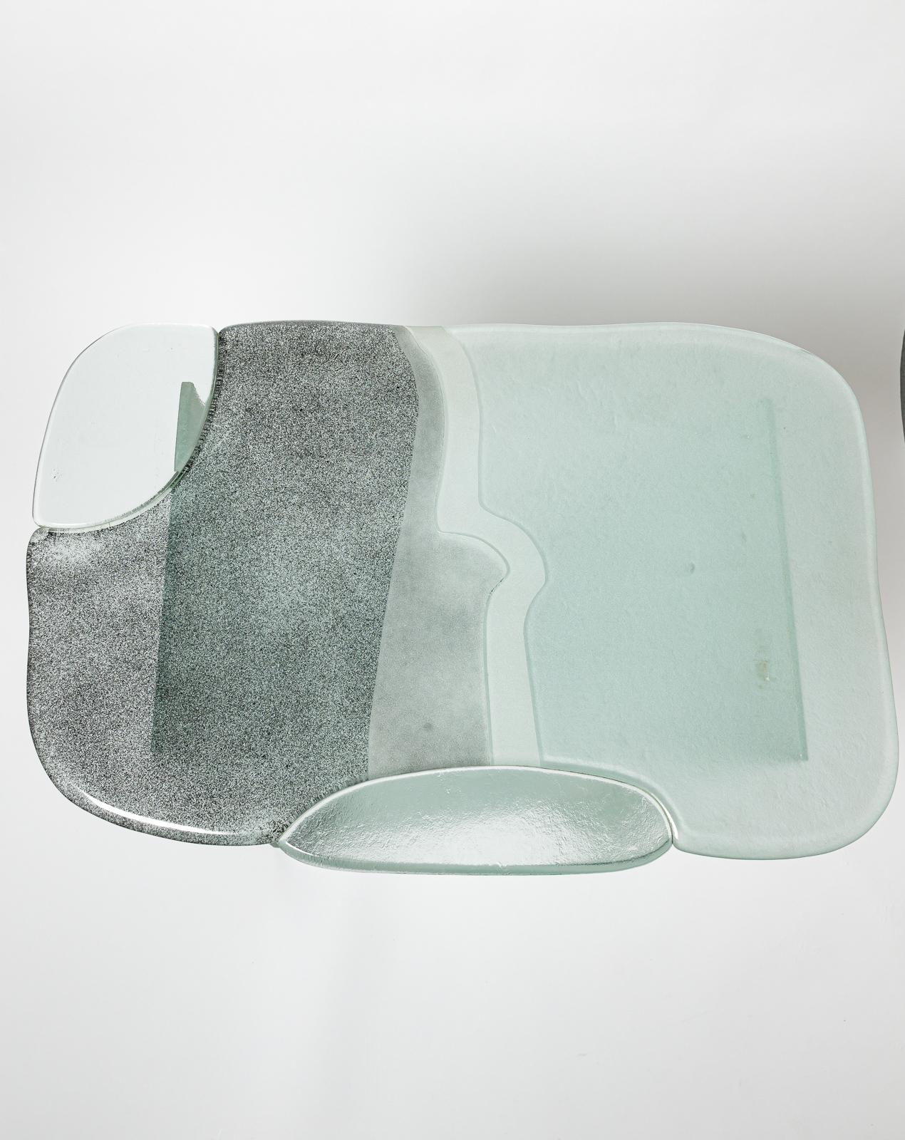 Verre d'art Grande table console en verre d'art de Jean Claude Ourdouillie, pièce unique 1990 en vente