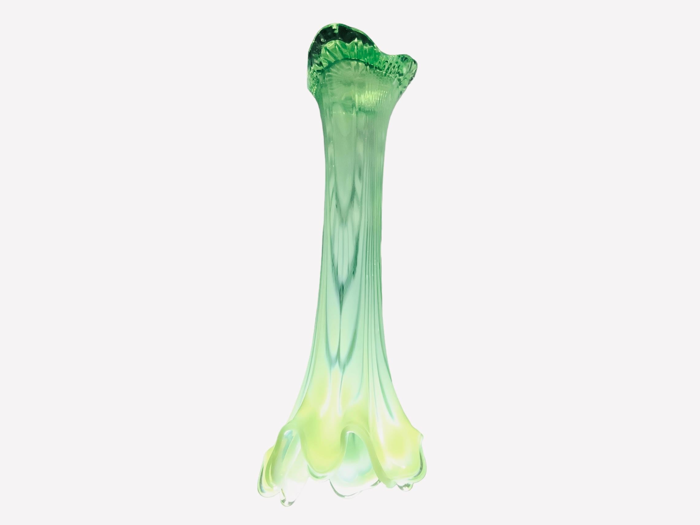 Unknown Large Art Glass Flower Vase For Sale