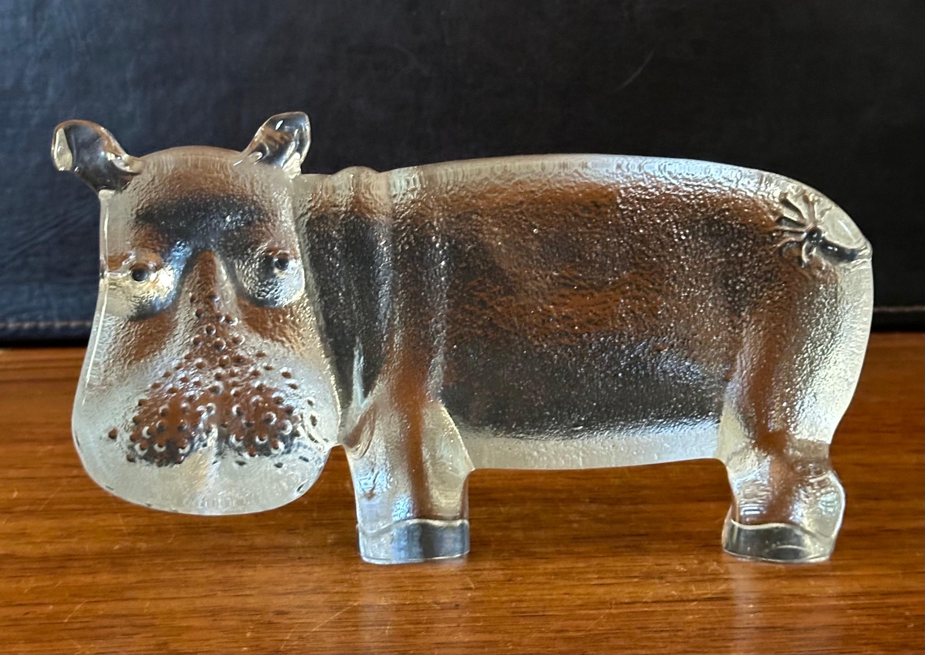 Pisapapeles/escultura grande de hipopótamo de vidrio artístico al estilo de Kosta Boda Suecia Desconocido en venta