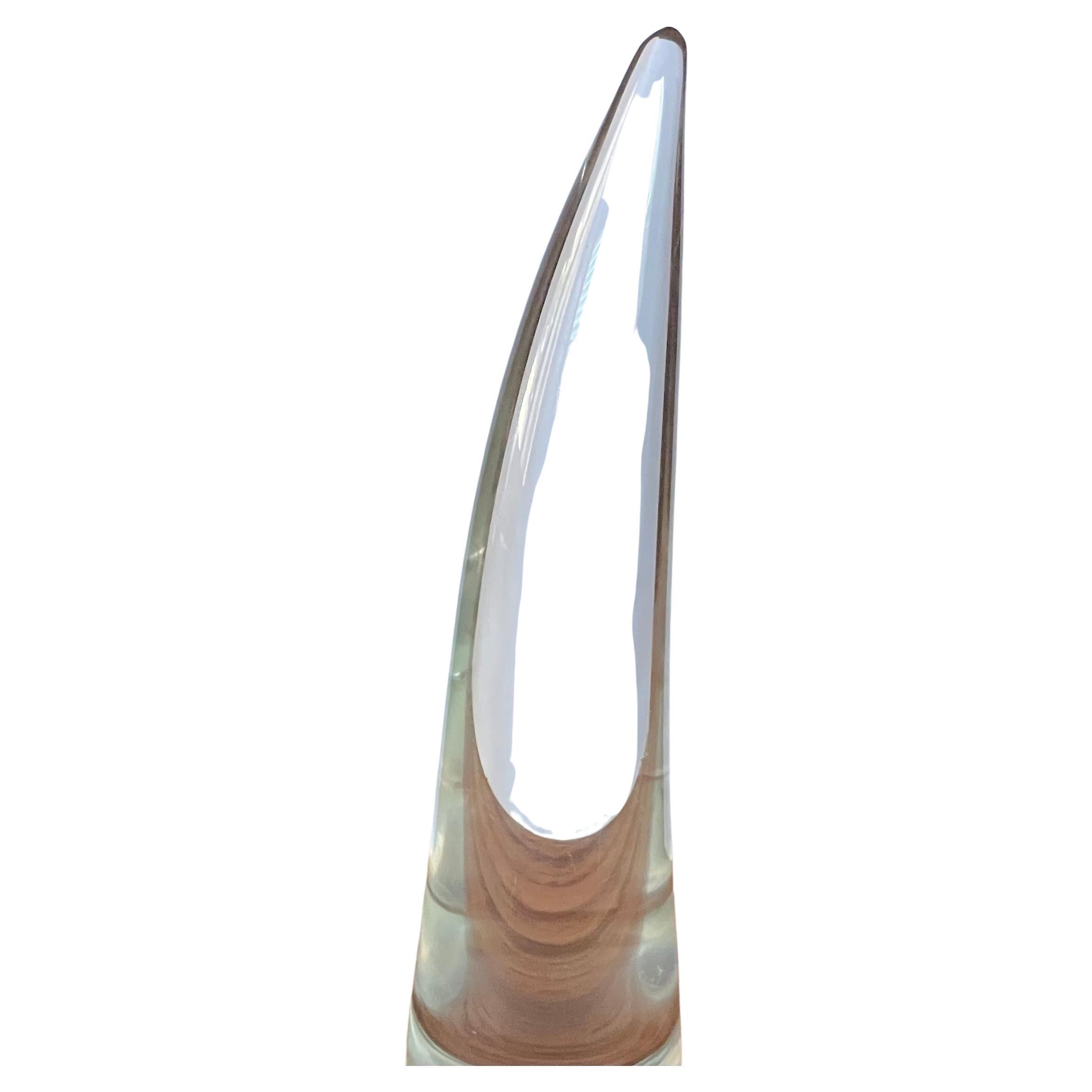 Wunderschönes großes Horn aus Kunstglas von Licio Zanetti für die Murano Glass Studios, ca. 1970er Jahre. Das Horn misst 3 
