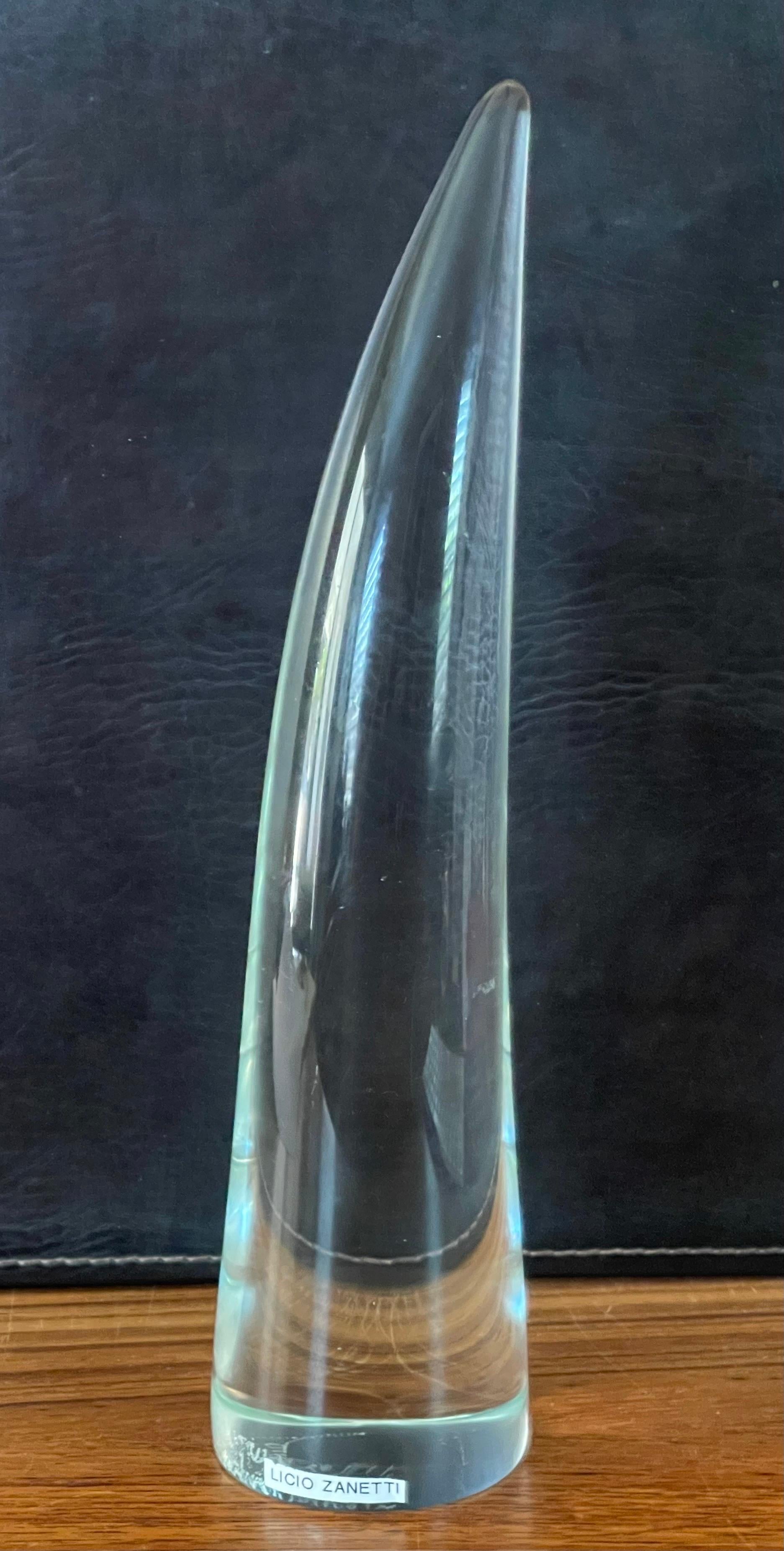 Brass Large Art Glass Horn by Licio Zanetti for Murano Glass Studios For Sale