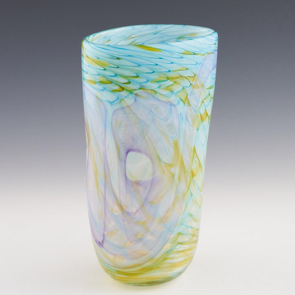 English Large Art Glass Open Vase c2000