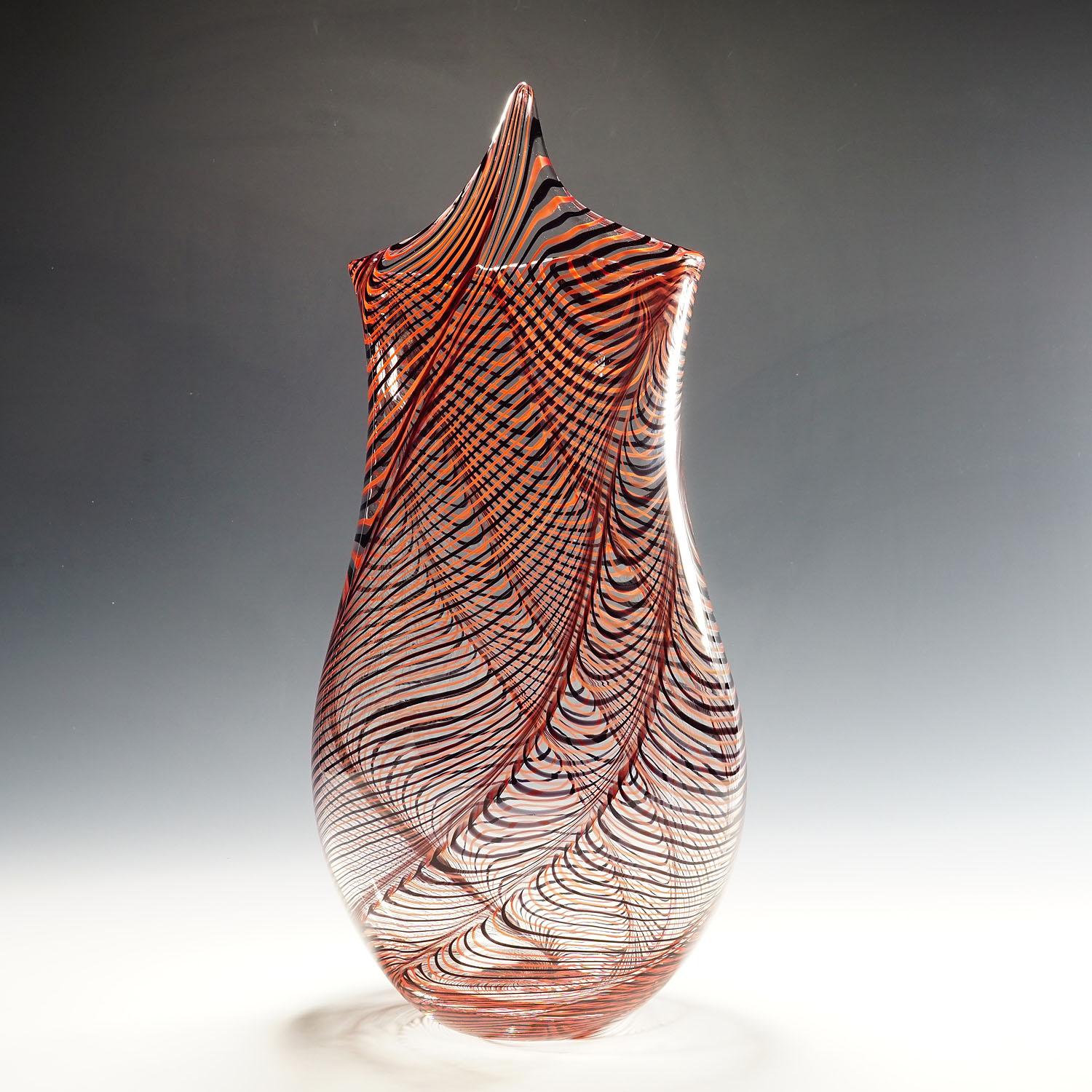 Mid-Century Modern Grand vase en verre d'art de Luca Vidal, Murano en vente