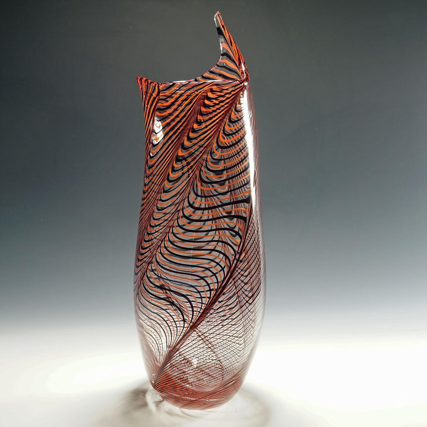 italien Grand vase en verre d'art de Luca Vidal, Murano en vente